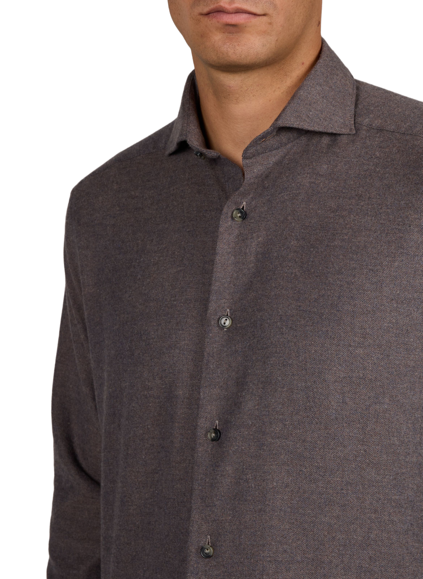 Chemise droite en coton ETON Marron