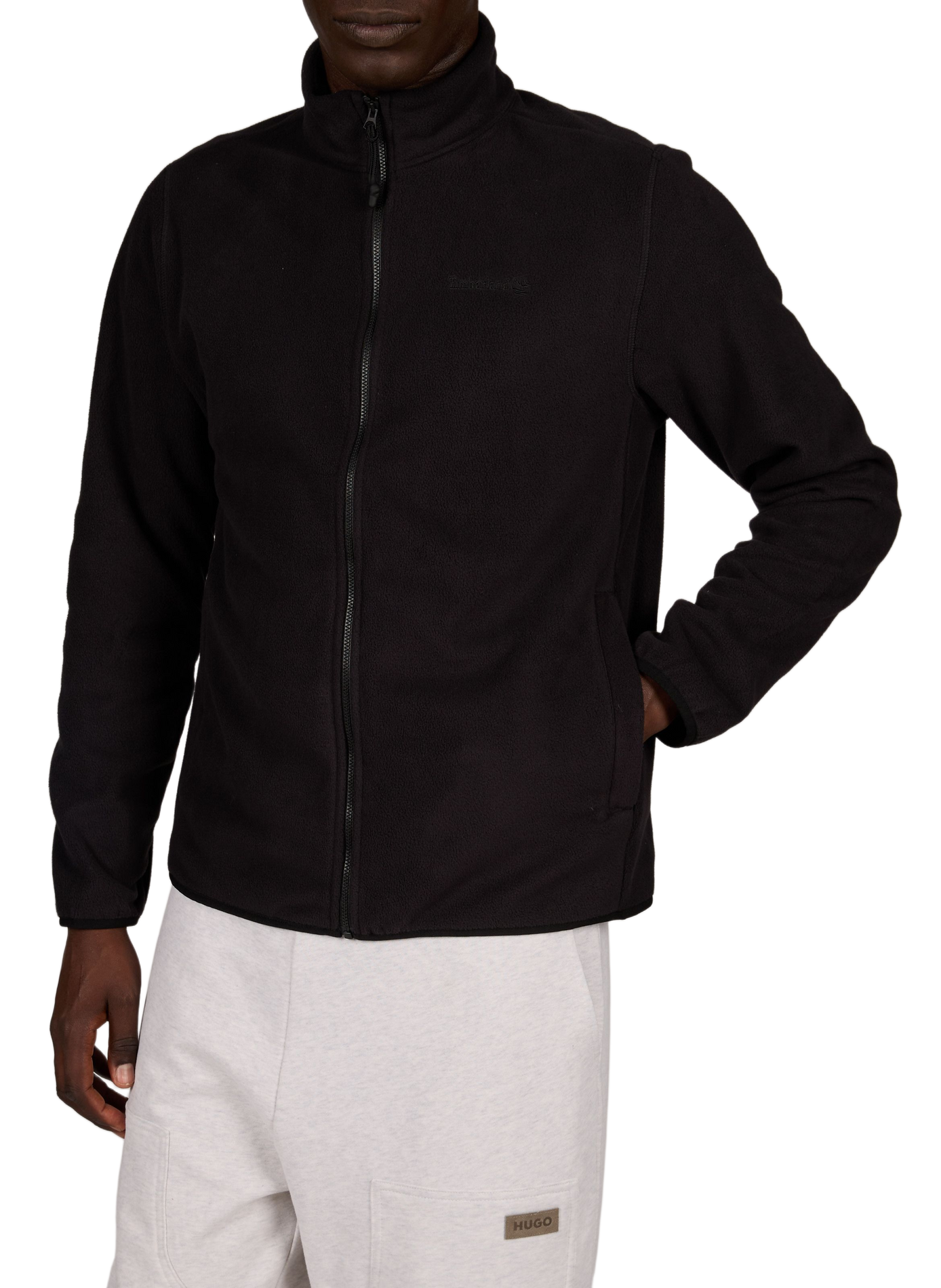 Plain zip-up high-neck fleece TIMBERLAND Black