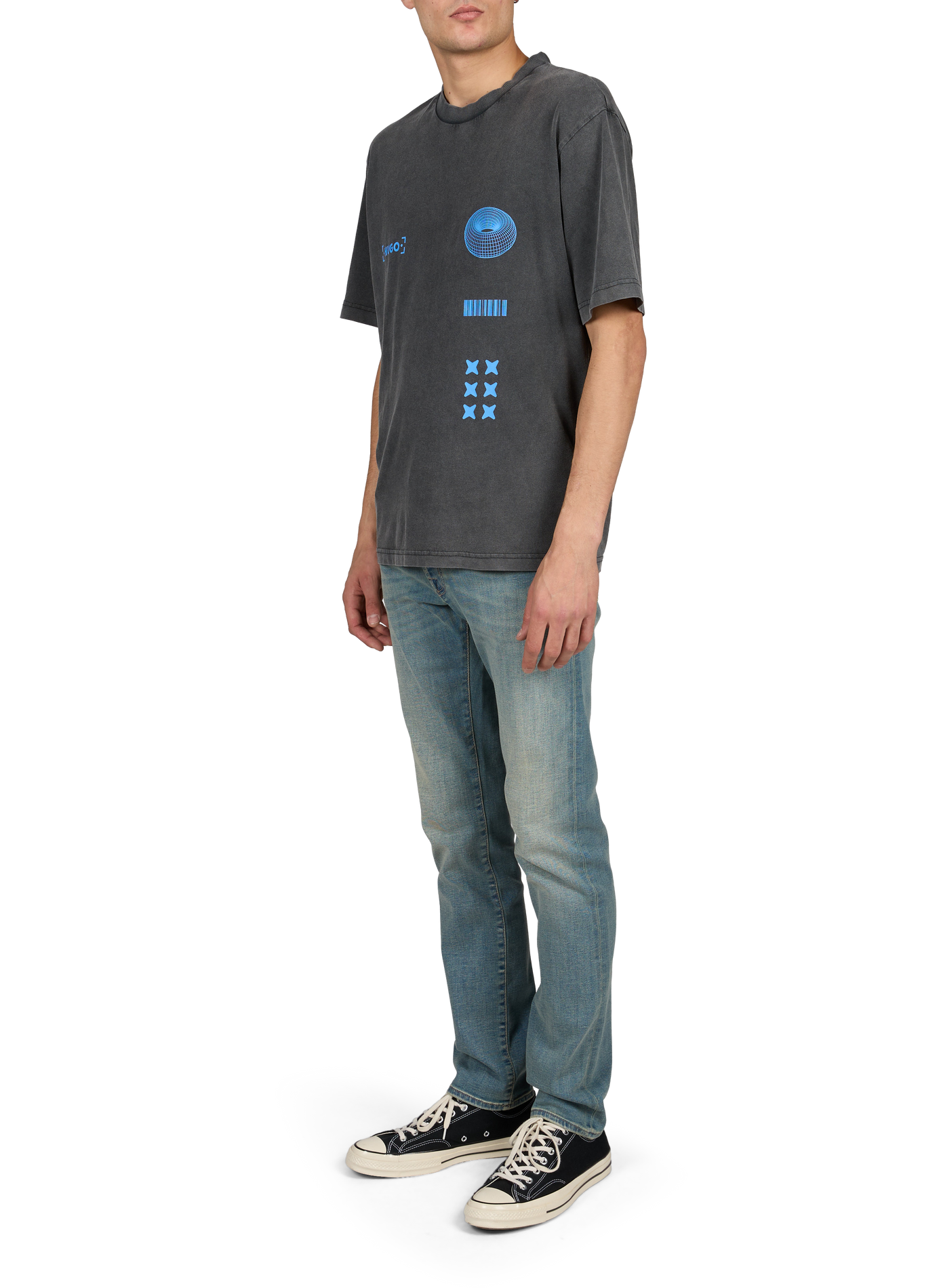 Gerader Rundhals-T-Shirt aus Baumwolle HUGO BLUE Schwarz