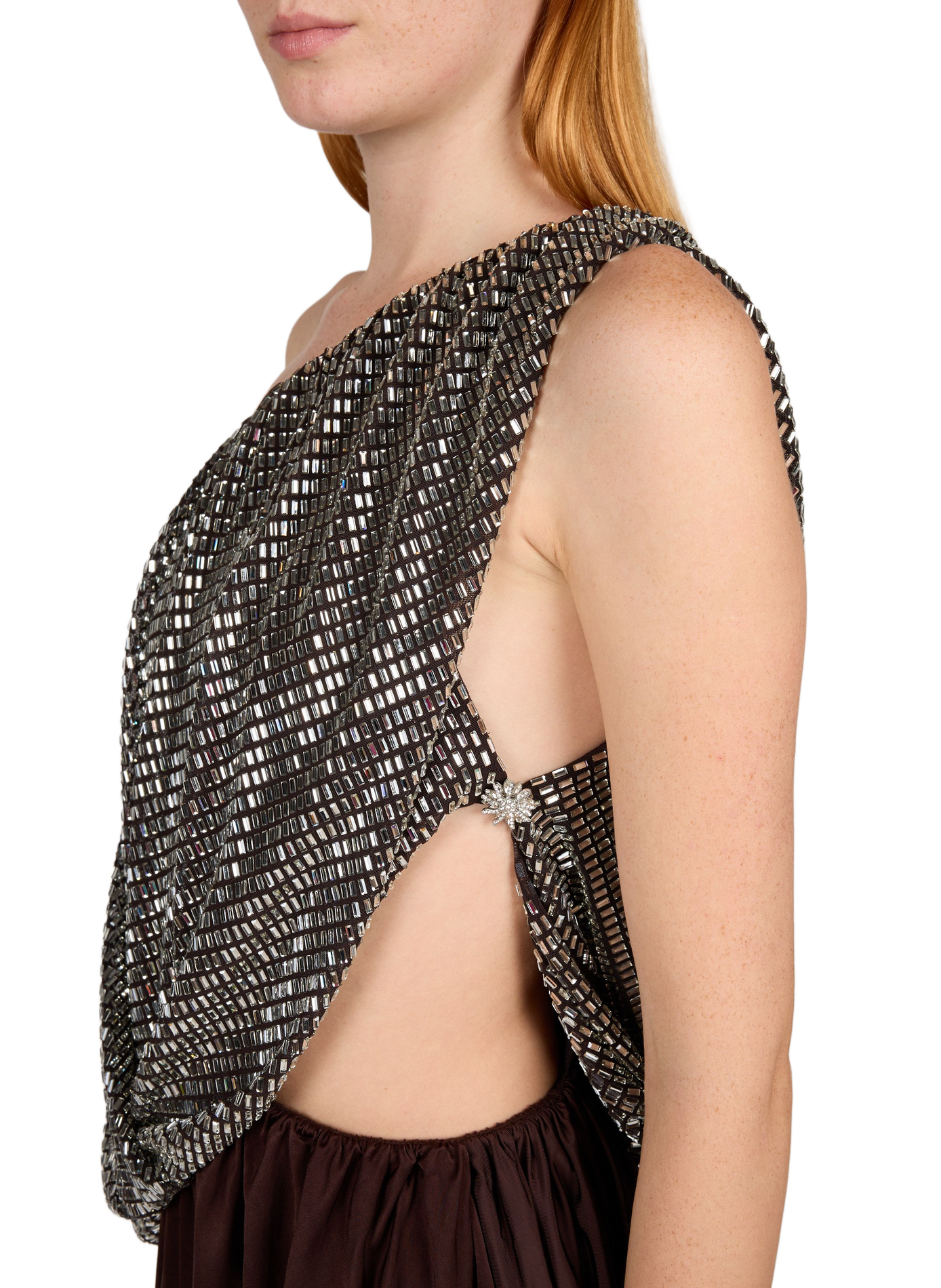 Asymmetrisches Paillettenkleid SELF PORTRAIT Braun