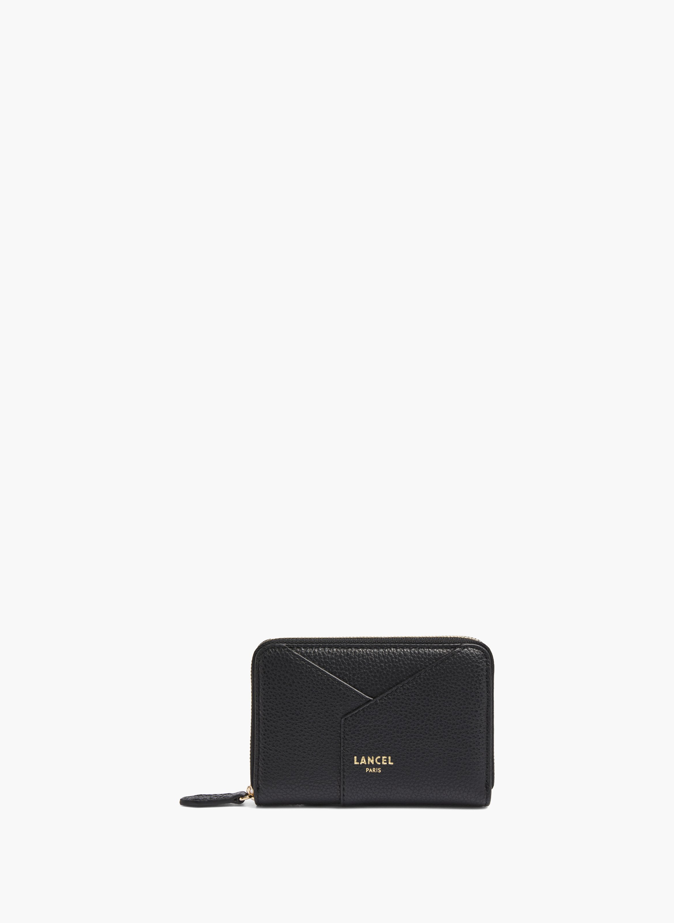 Porte-cartes à fermeture éclair – collection enveloppe, cuir de vachette grainé et lisse. LANCEL Noir