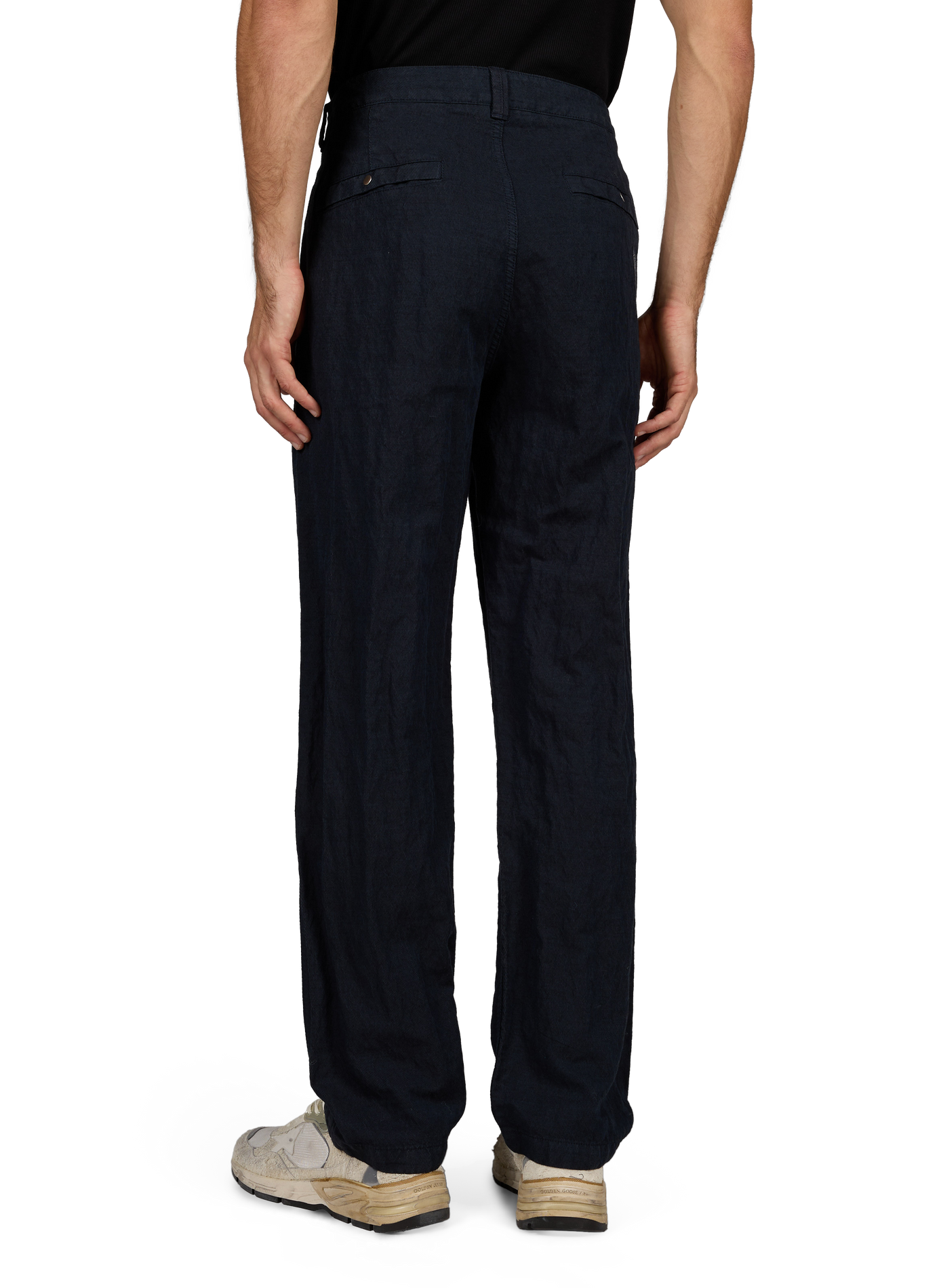 Straight-leg crinkled cotton-blend trousers STONE ISLAND Blue