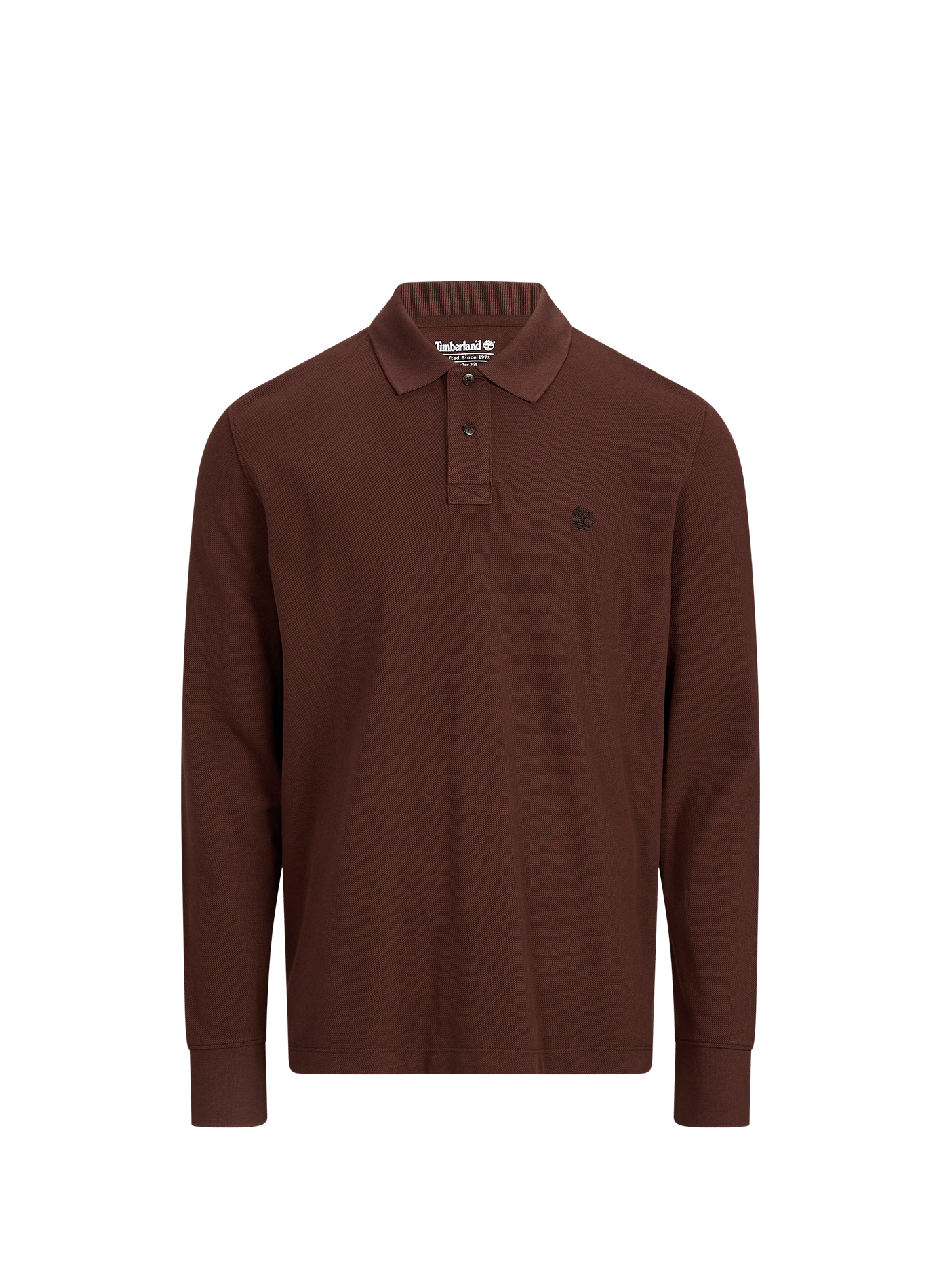 Polo droit manches longues en coton TIMBERLAND Marron