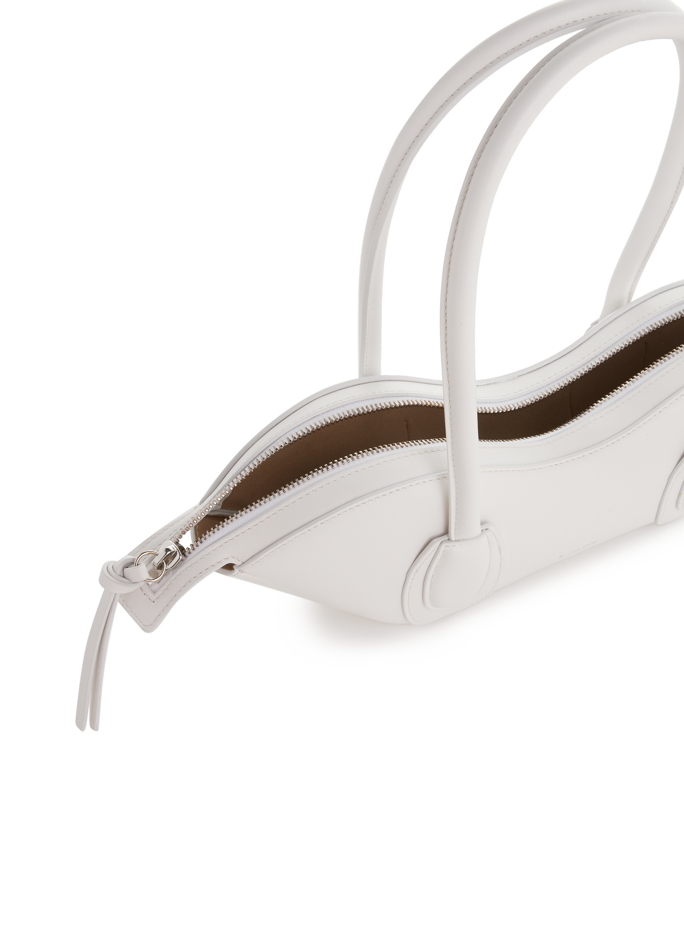 Mini sac à main Arc en cuir S.JOON White