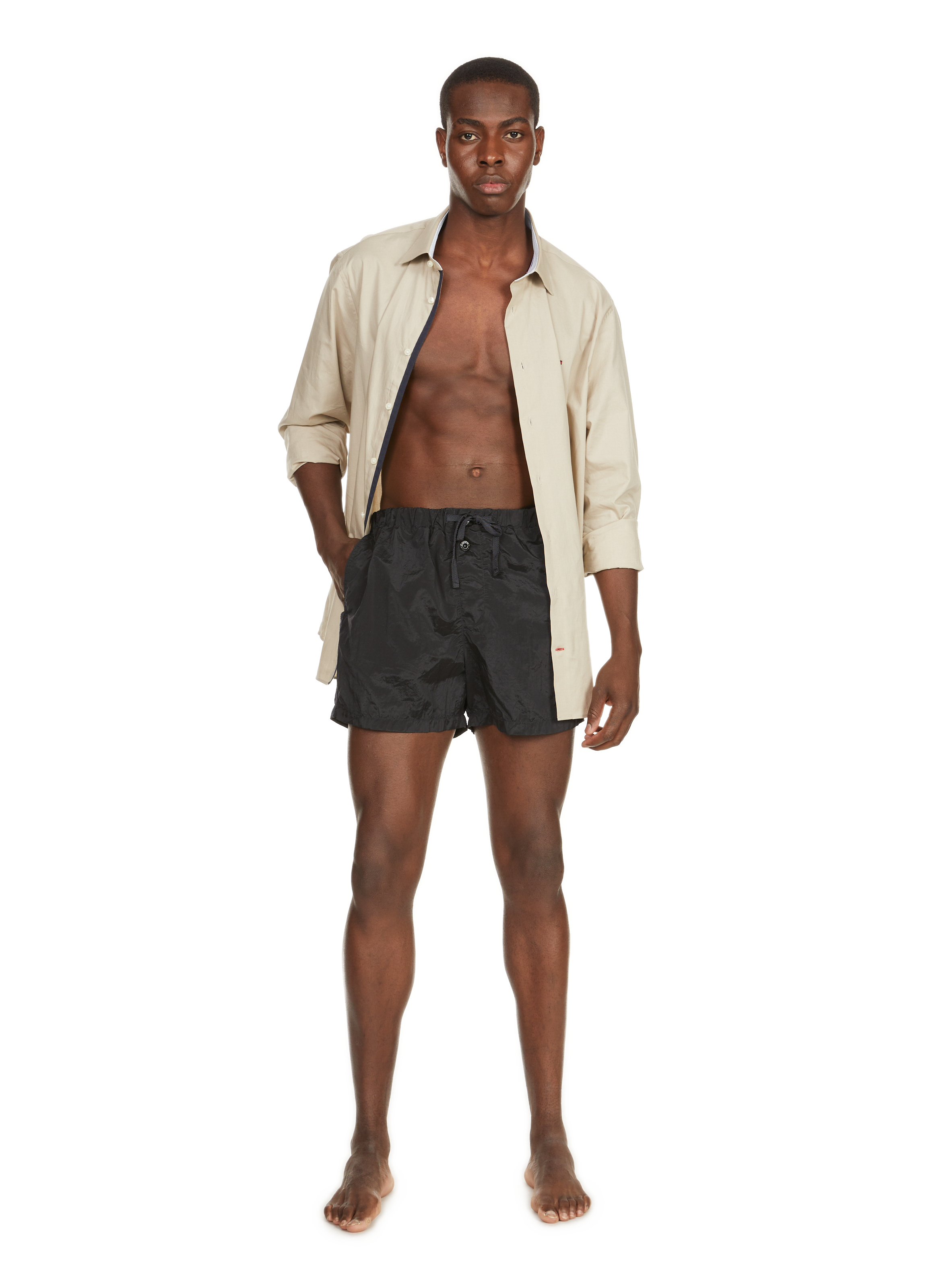 Short de bain effet froissé STONE ISLAND Noir