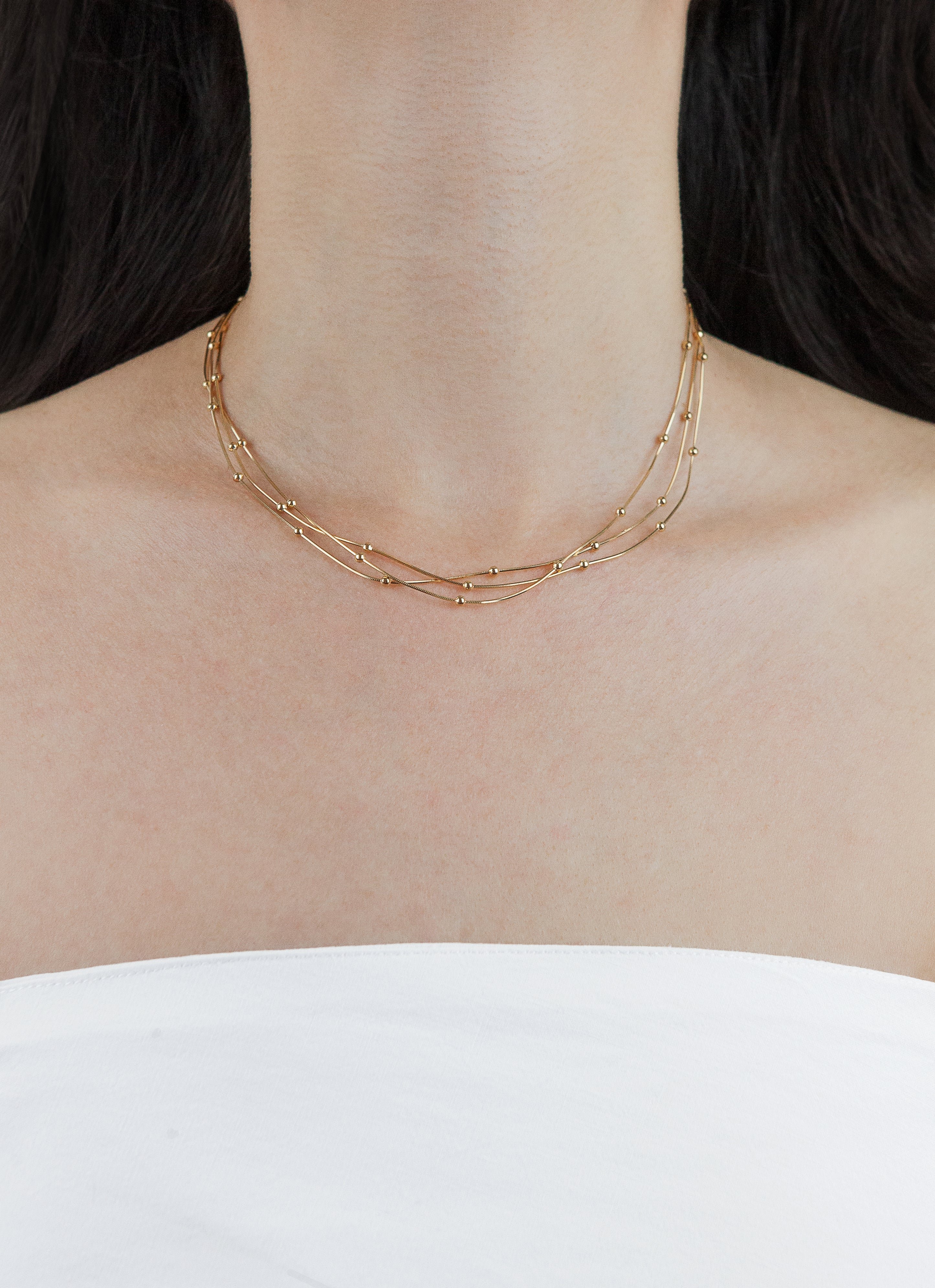 Collier pluriel moon argent 925 plaqué or ANNA SOTTILOTTA Doré