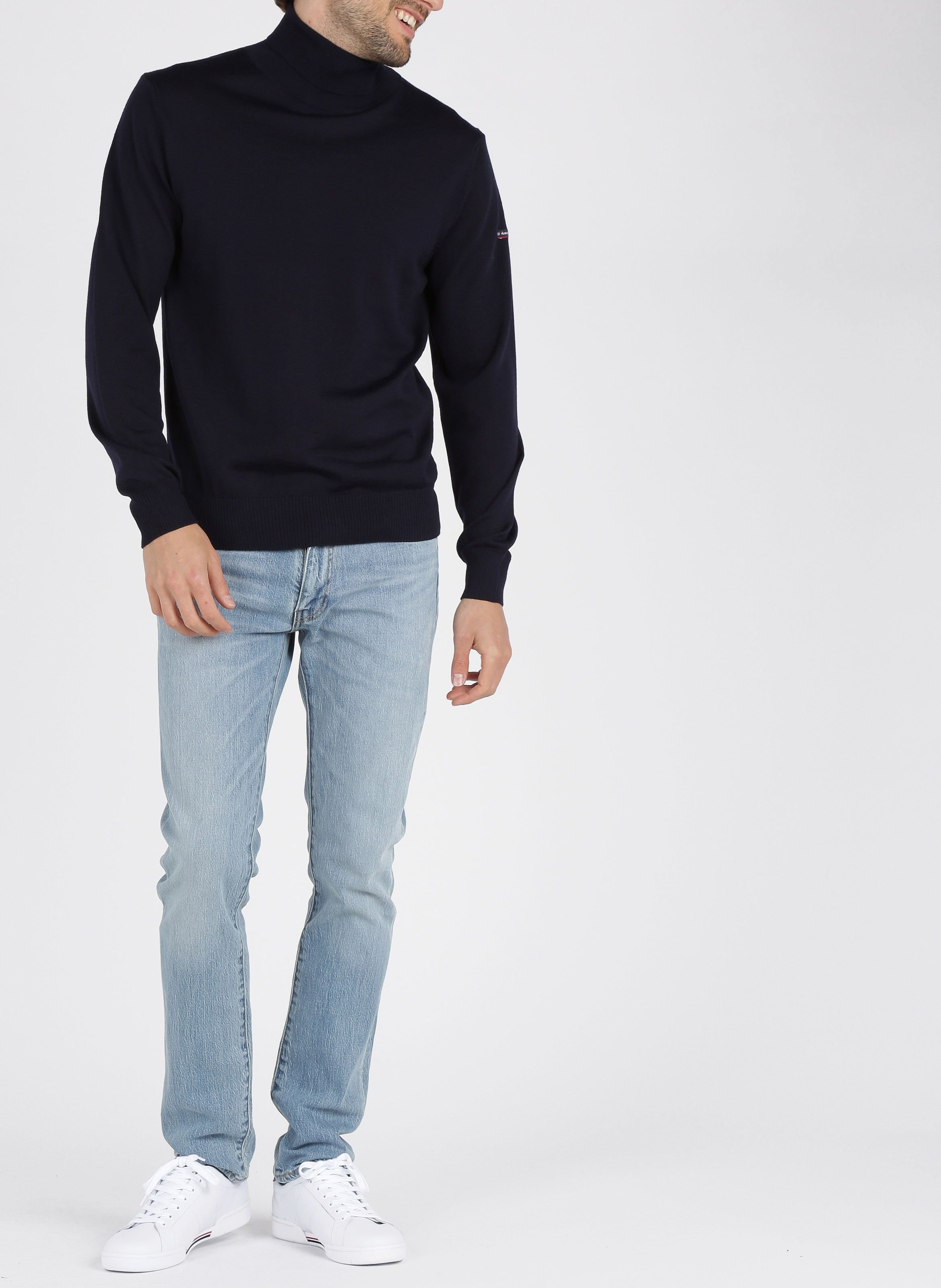 Pull col roulé regular-fit en laine ARMOR-LUX Bleu