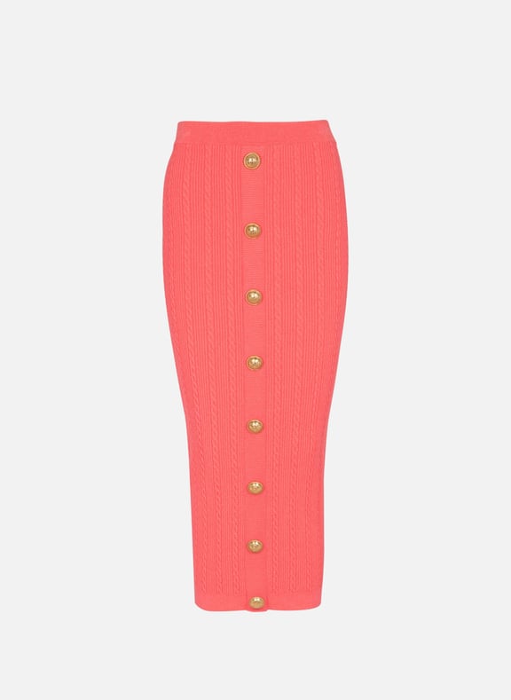 Jupe midi en maille torsadée Rose by BALMAIN BALMAIN Jupe midi en maille torsadée Rose