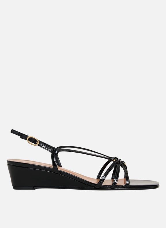 Sandales compensées en cuir desinvolte Noir by JONAK JONAK Sandales compensées en cuir desinvolte Noir