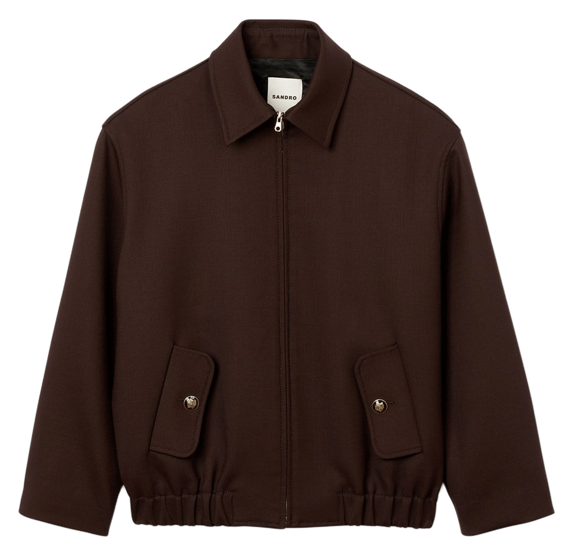 Blouson court uni zippé SANDRO Marron