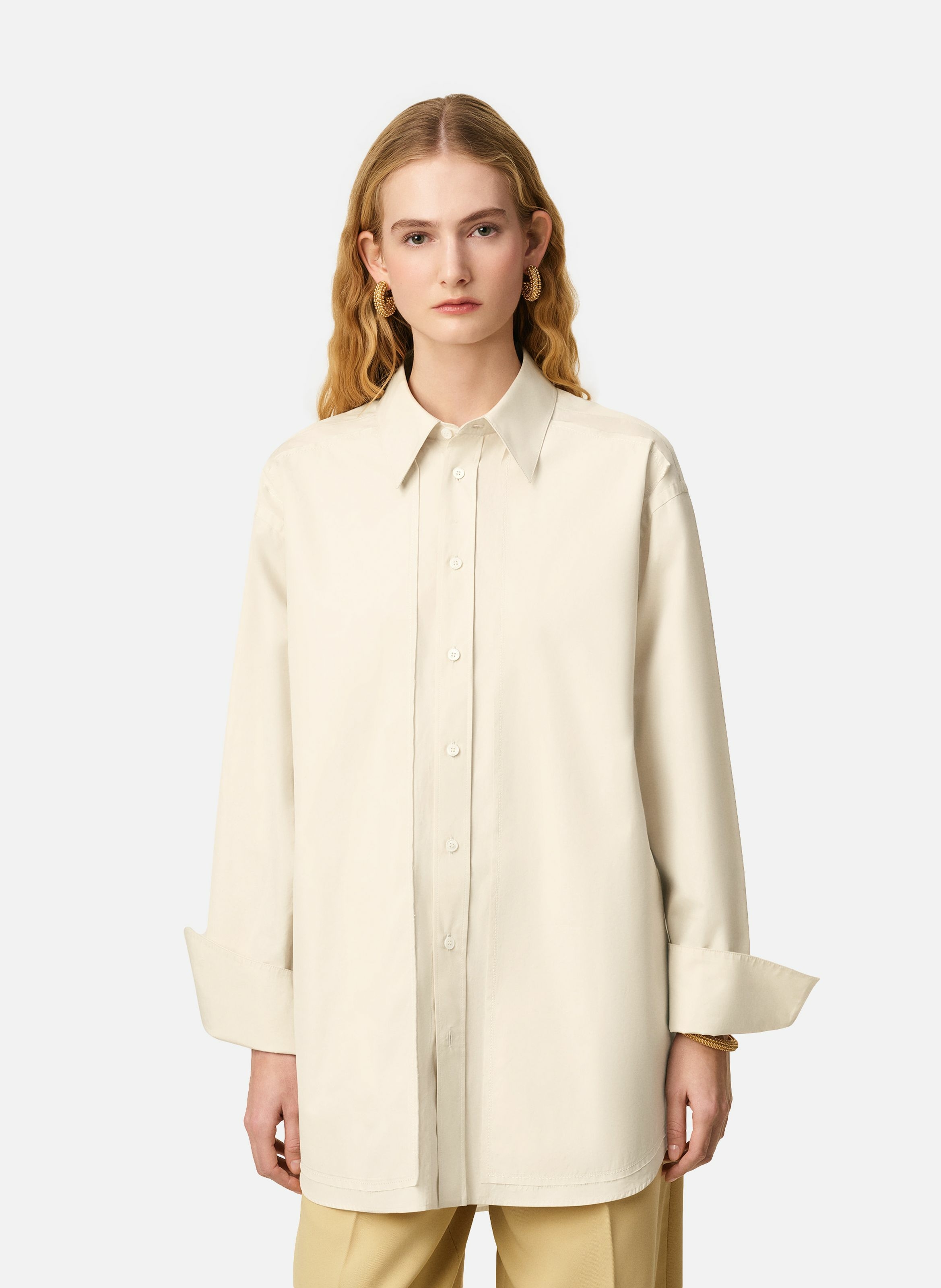 Chemise oversize bords francs en coton unisexe AMI PARIS Blanc