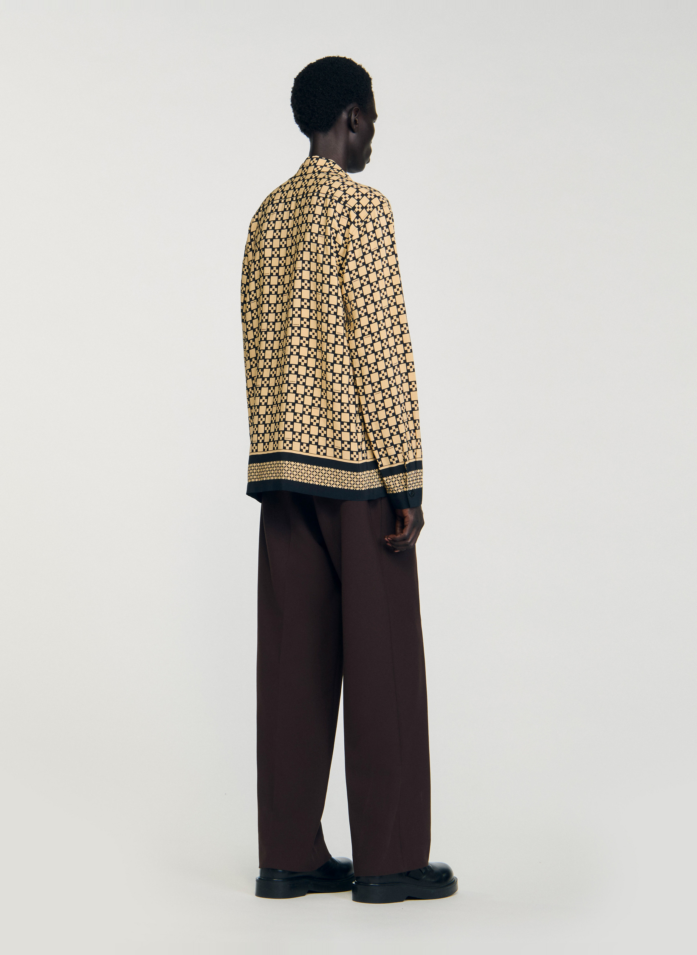 Chemise droite col cubain SANDRO Beige