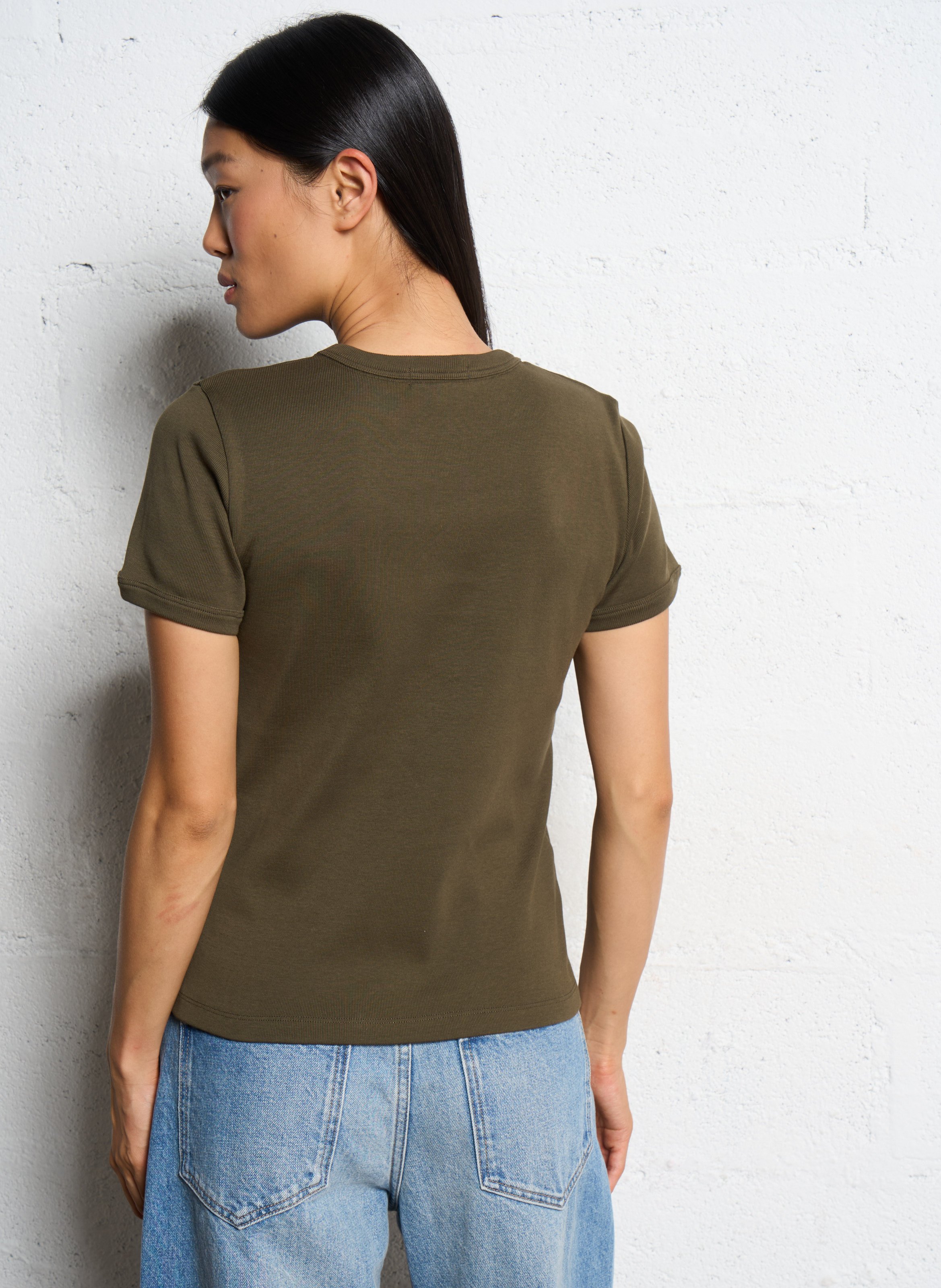 Tee-shirt ajusté en coton aristide SOEUR Kaki