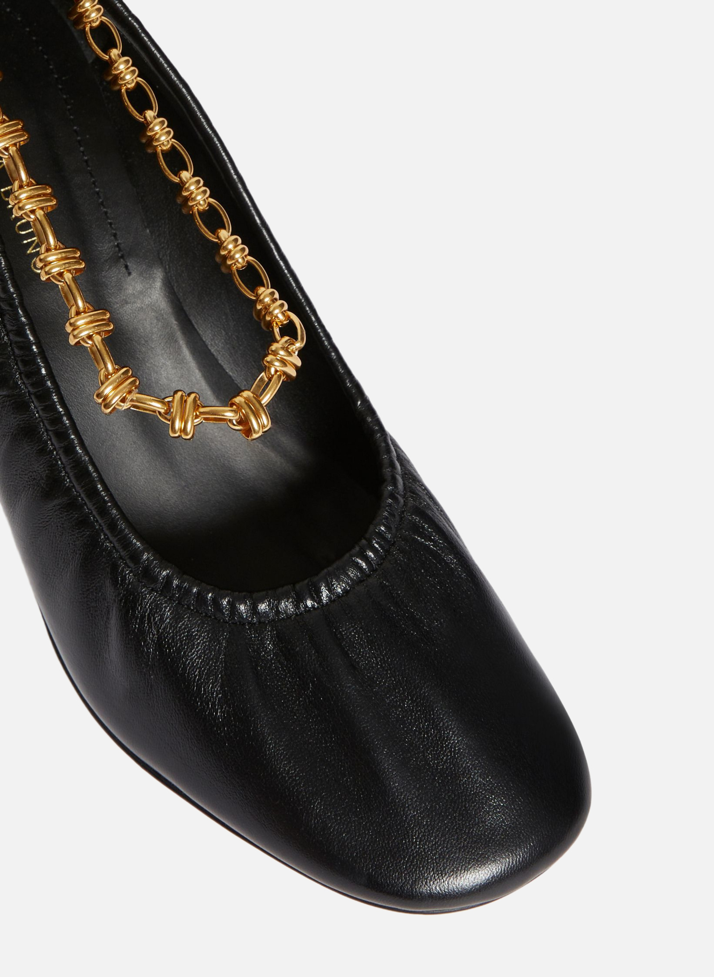 Escarpin Souple en Cuir Avec Chaîne VANESSA BRUNO Noir