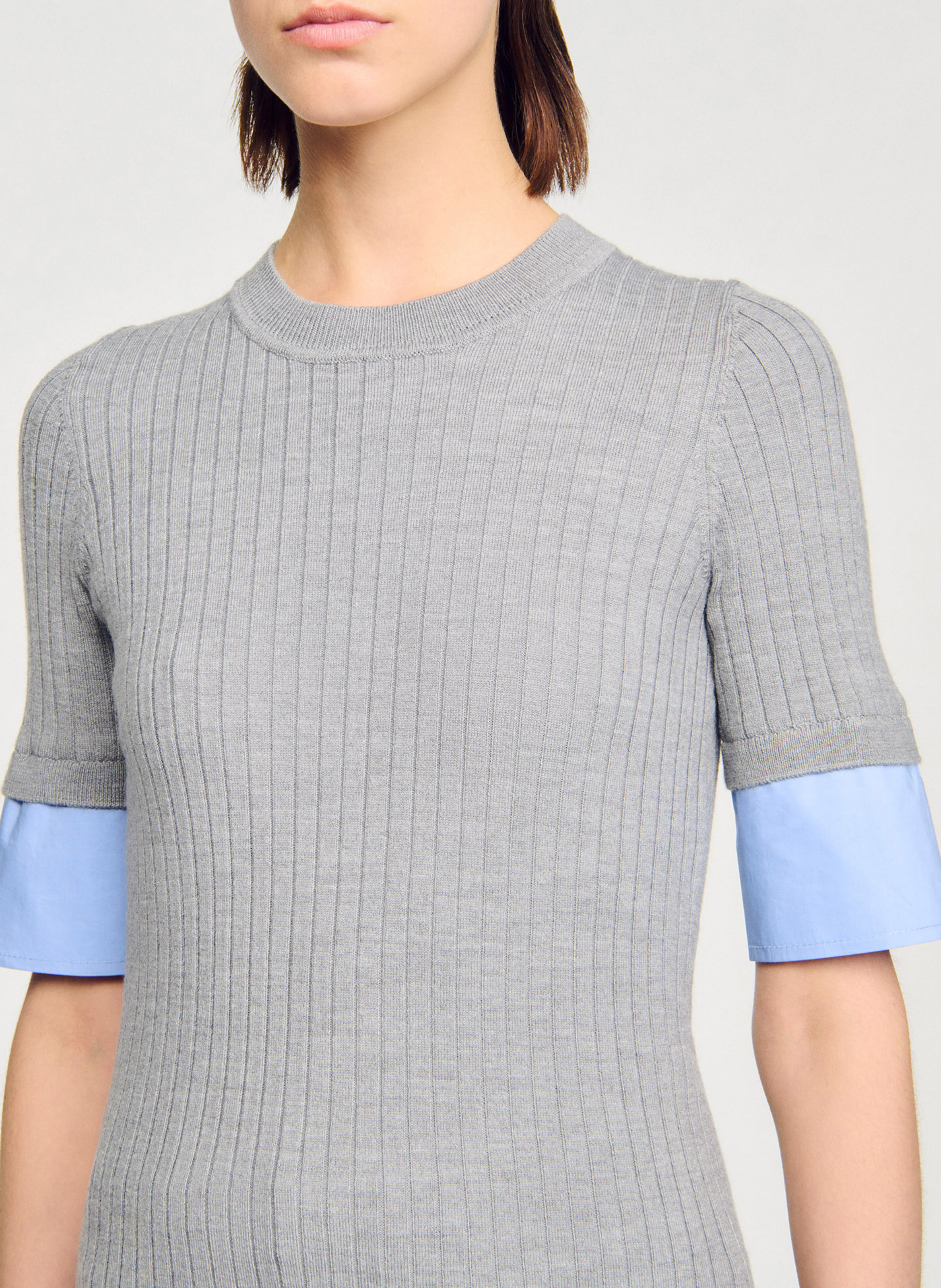 Pull col rond Gris