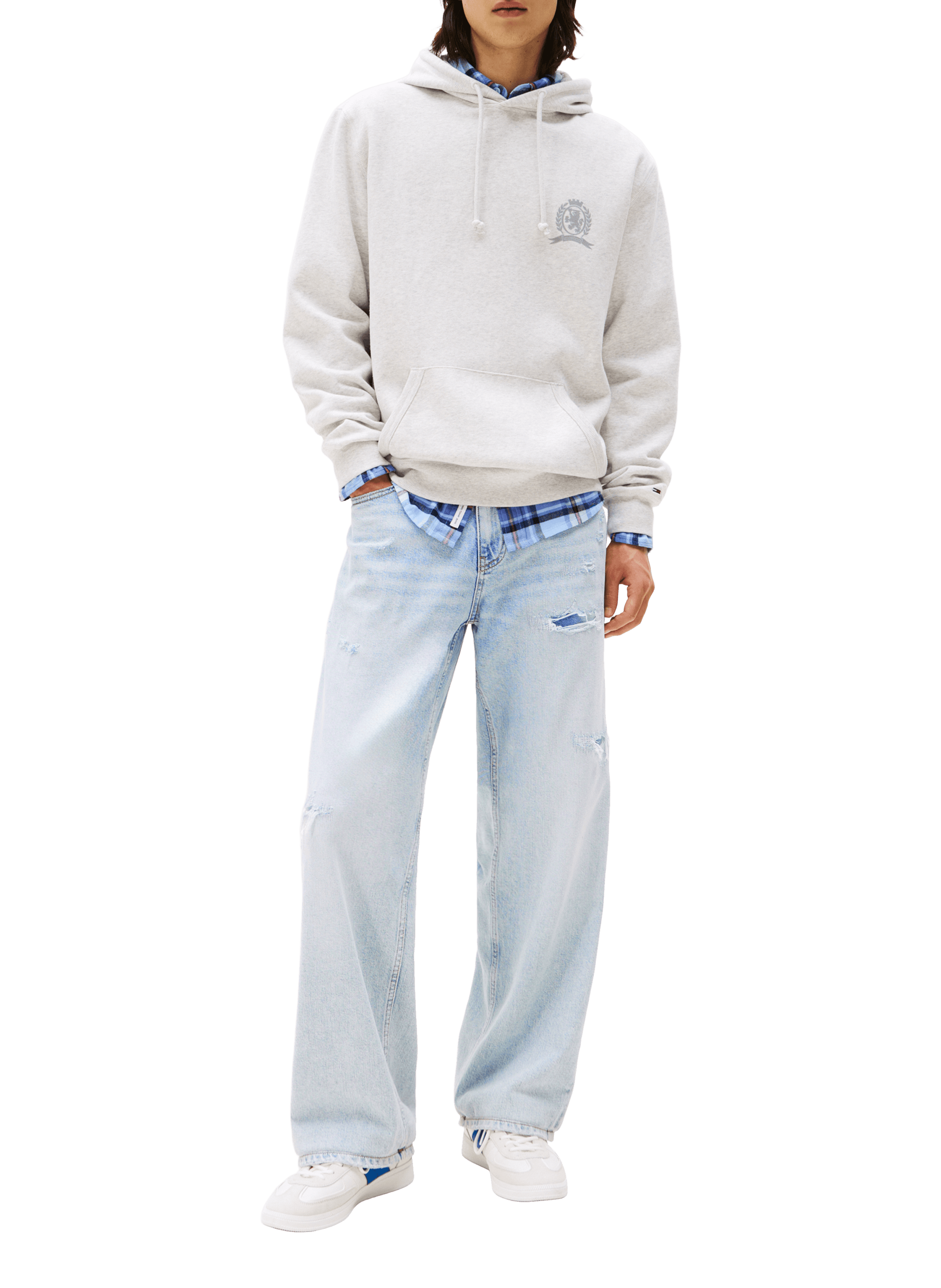 Cotton fleece-blend hoodie TOMMY HILFIGER Grey