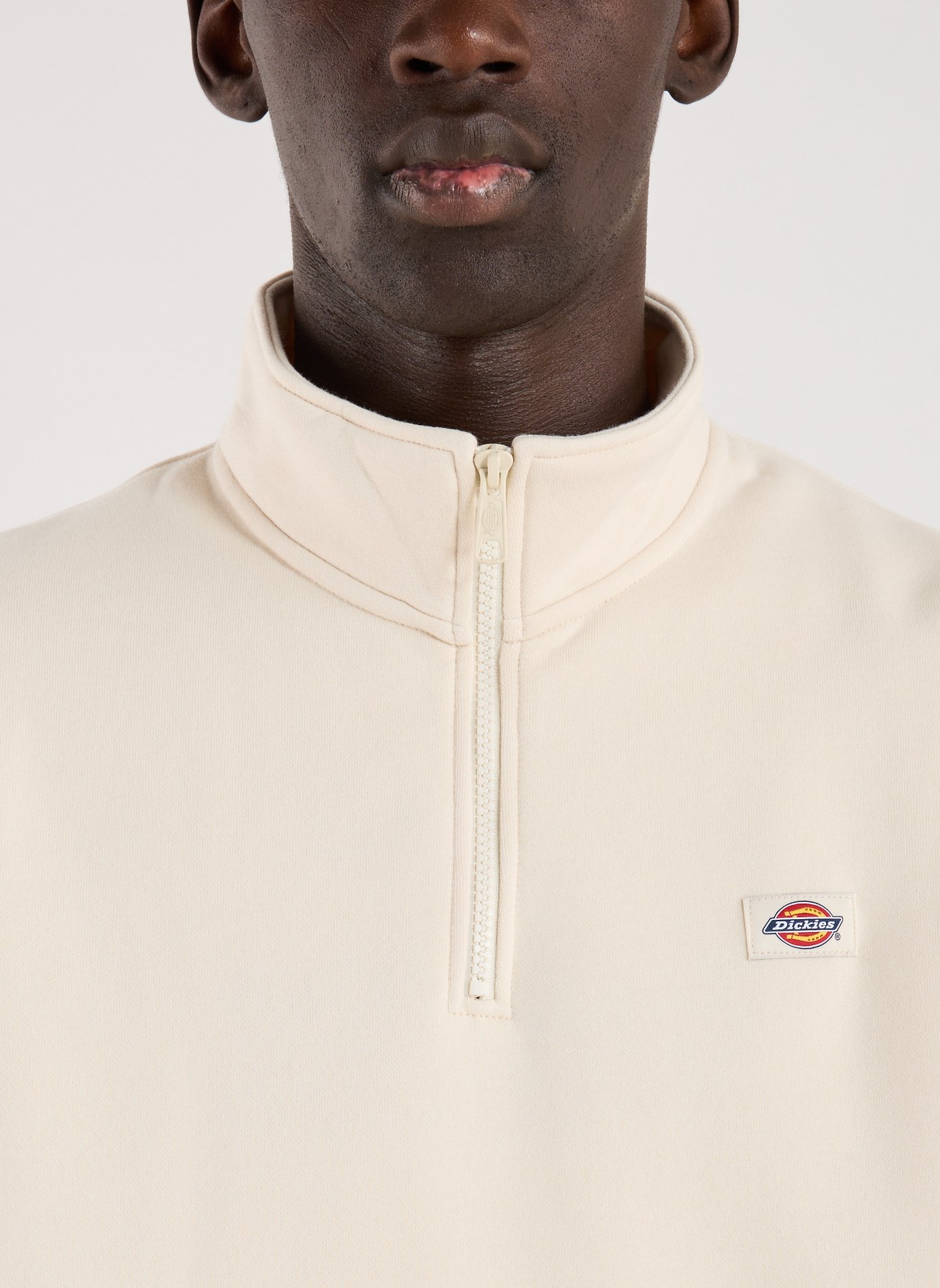 Sweatshirt à col zippé en coton mélangé DICKIES Blanc