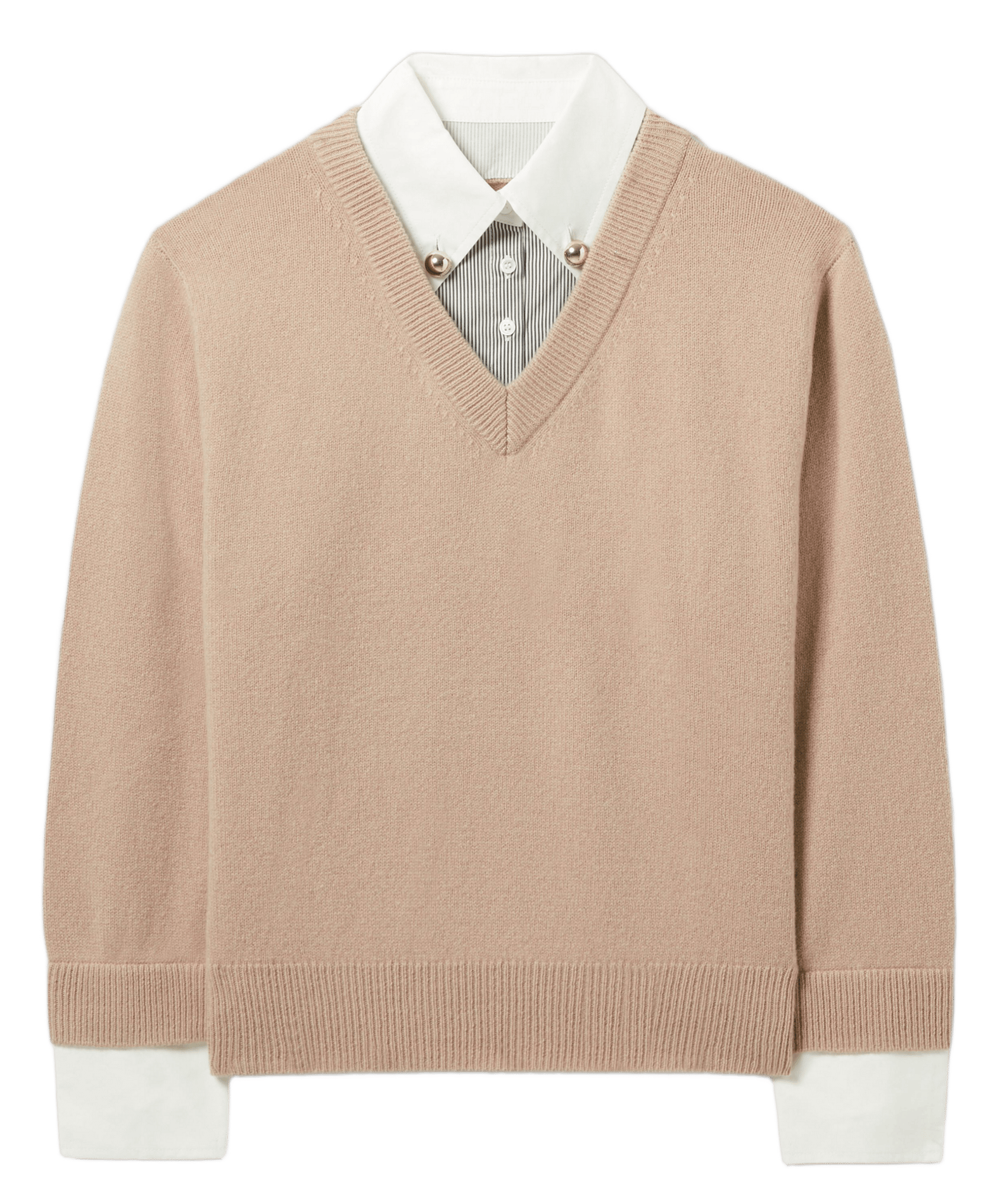 Pull col v en laine manette CLAUDIE PIERLOT Beige