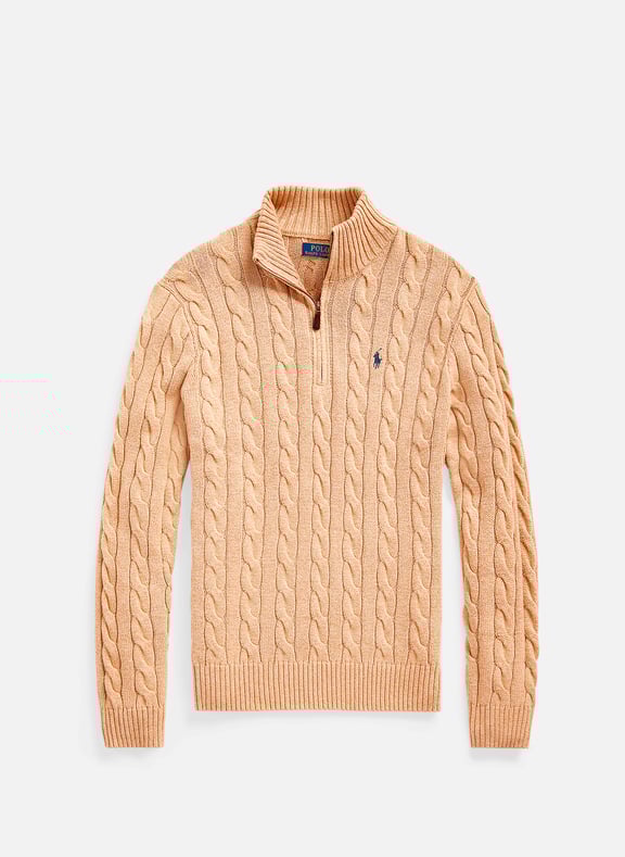 Pull col zippé en coton Beige by POLO RALPH LAUREN POLO RALPH LAUREN Pull col zippé en coton Beige