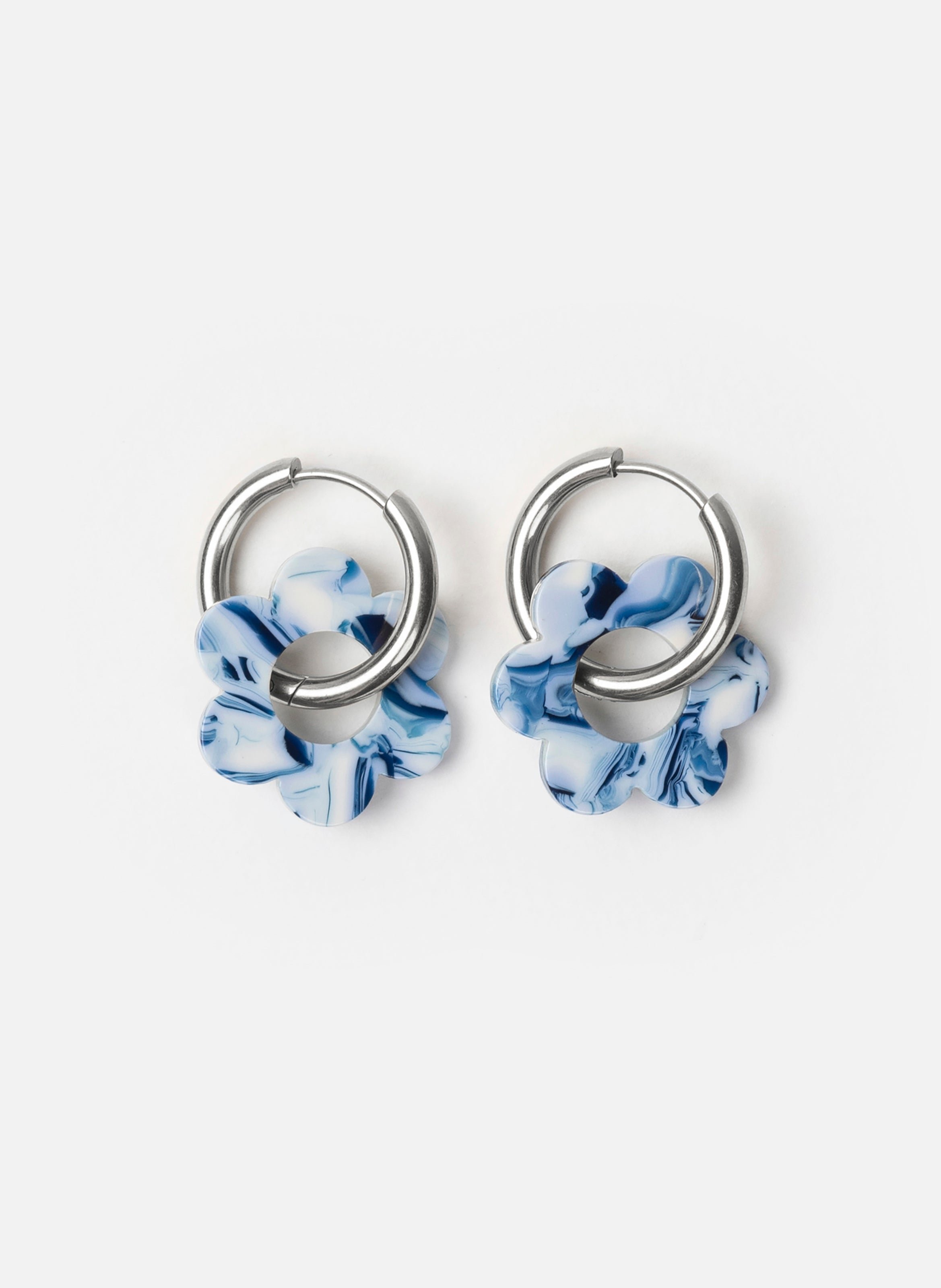 Boucles d'oreilles baby fleurette avec anneaux en acier inoxydable argenté  Athènes