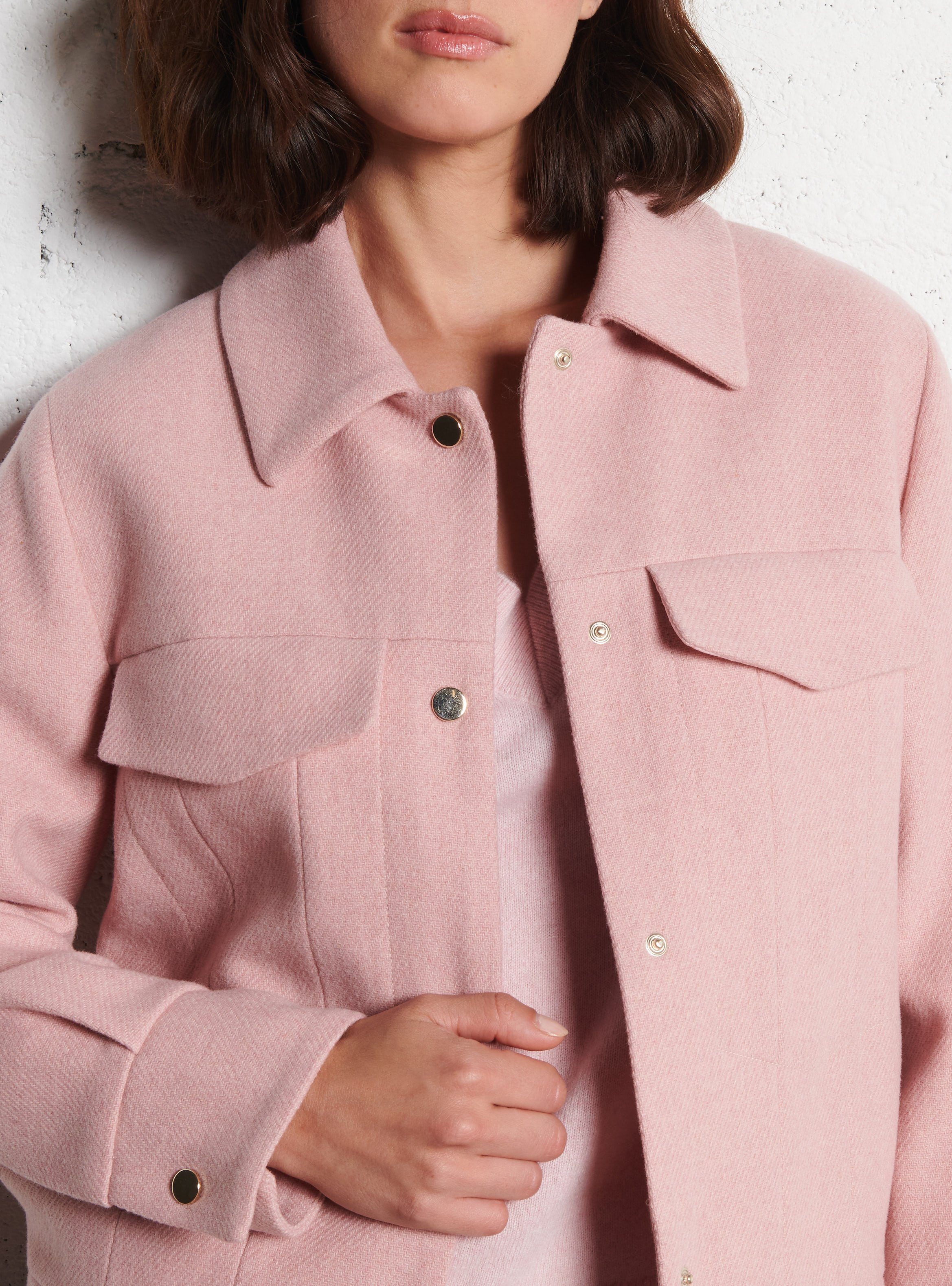 Veste col classique en laine mélangée fierce MAISON 123 Rose