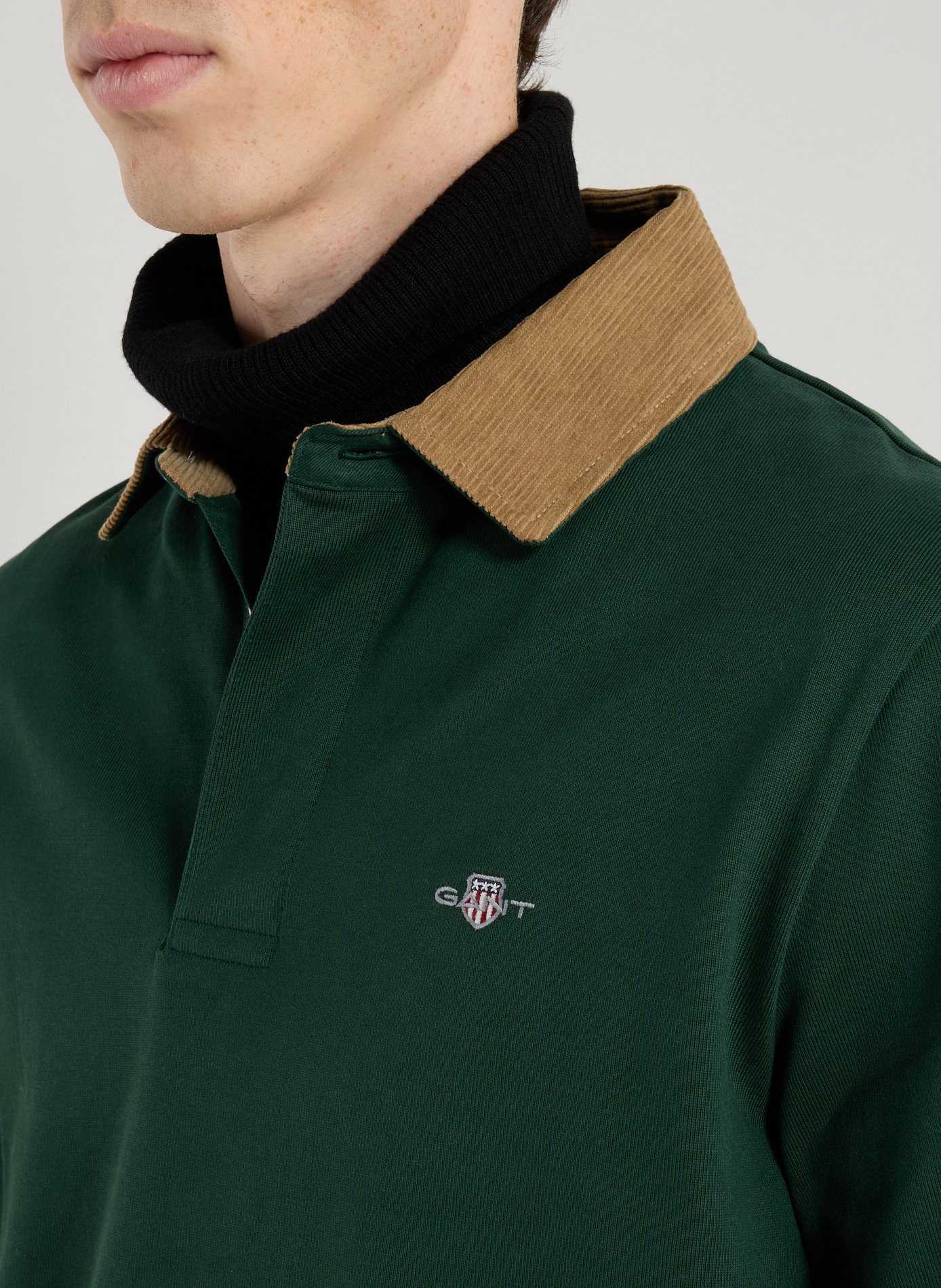 Long-sleeved cotton polo shirt GANT Green