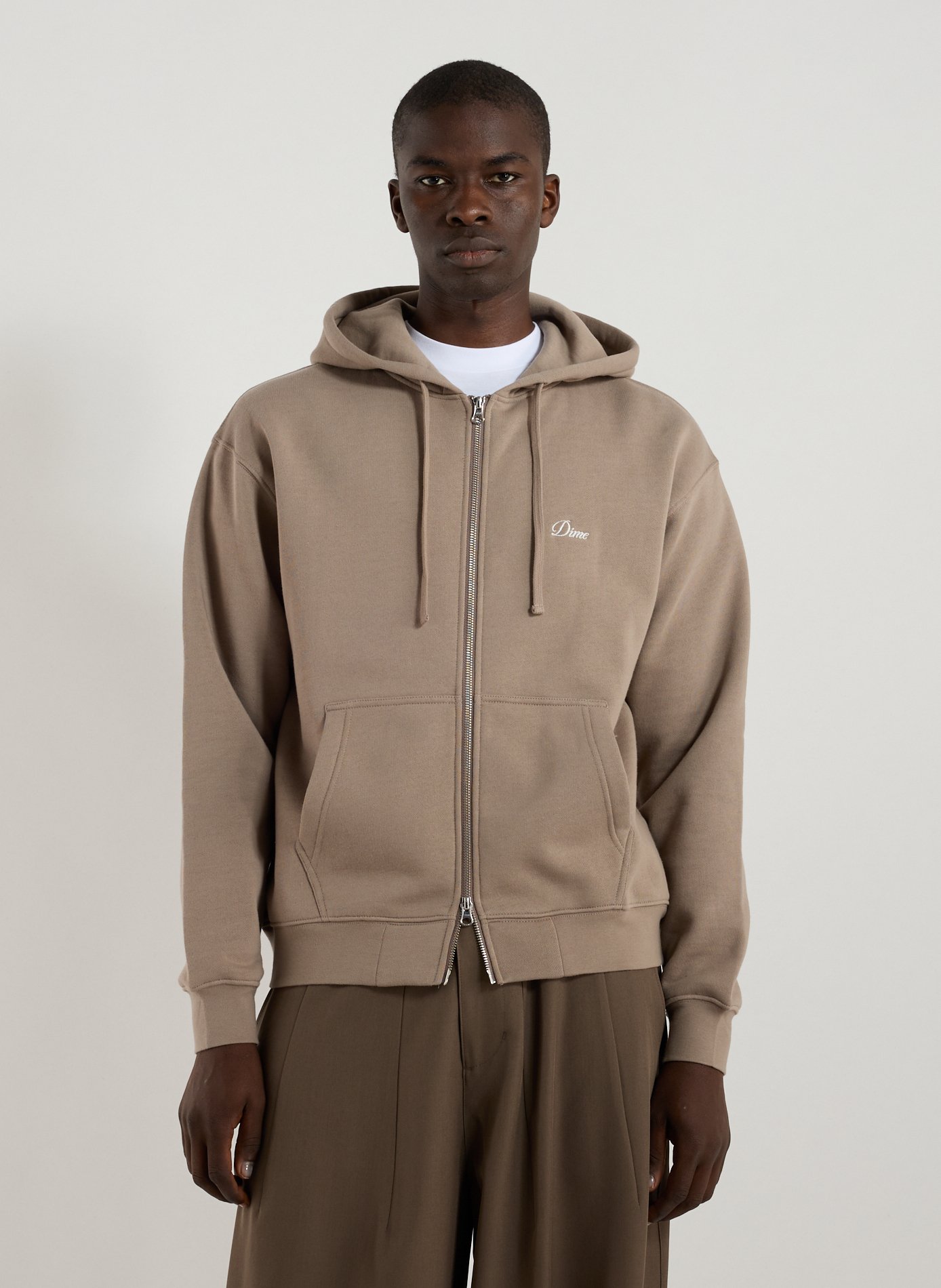 Hoodie à glissière en coton mélangé Marron by DIME DIME Hoodie à glissière en coton mélangé Marron