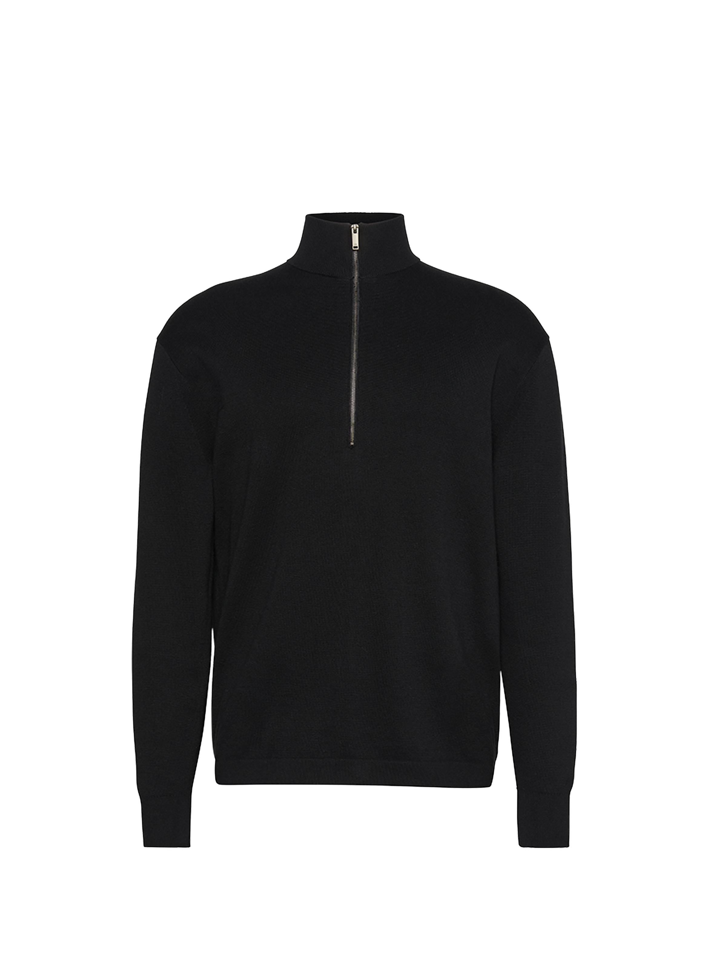Pull col montant zippé en coton LS SUPIMA QZ SWEATER 12GG Black