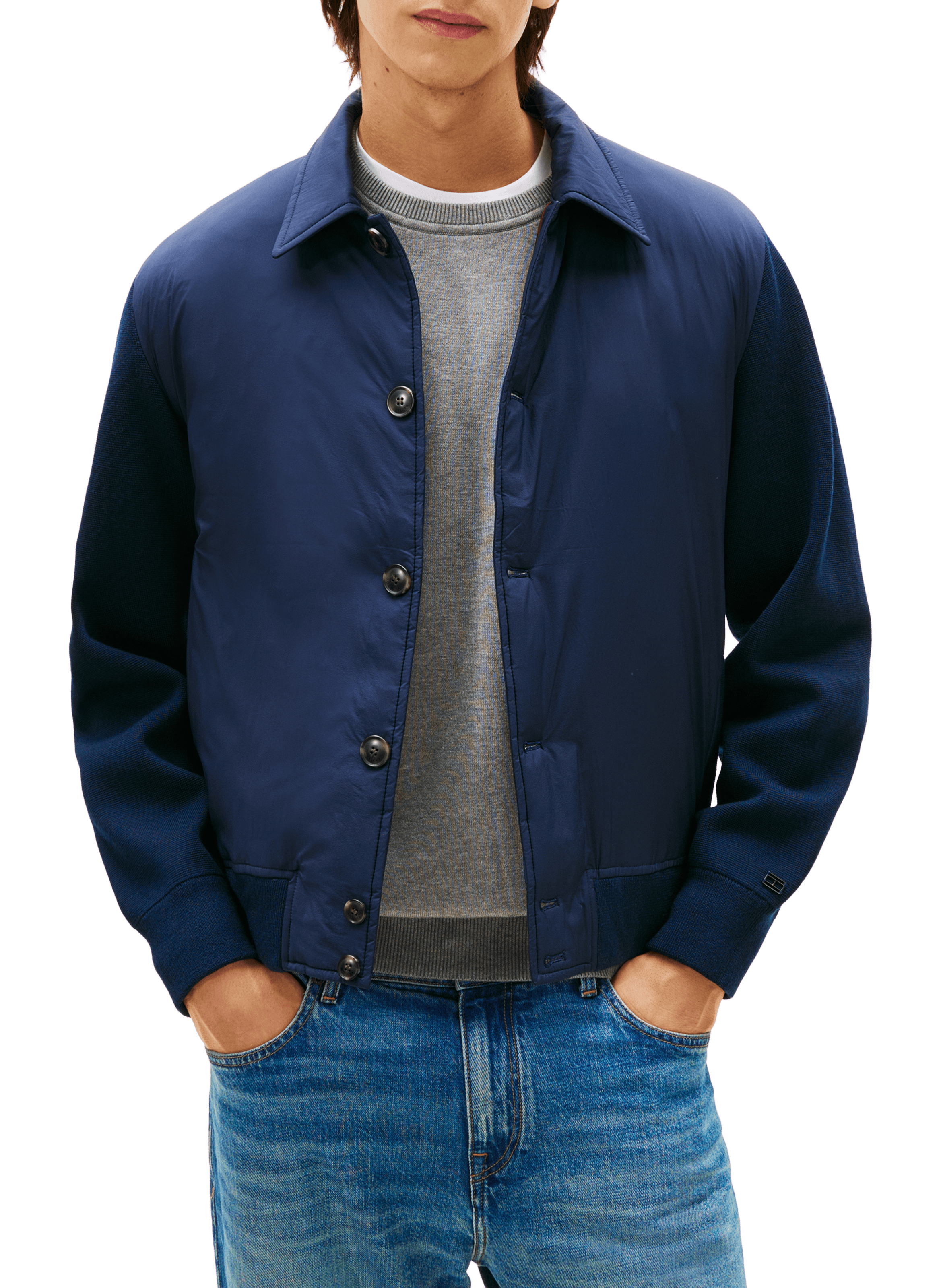 Jacket with classic collar and straight cut TOMMY HILFIGER Blue