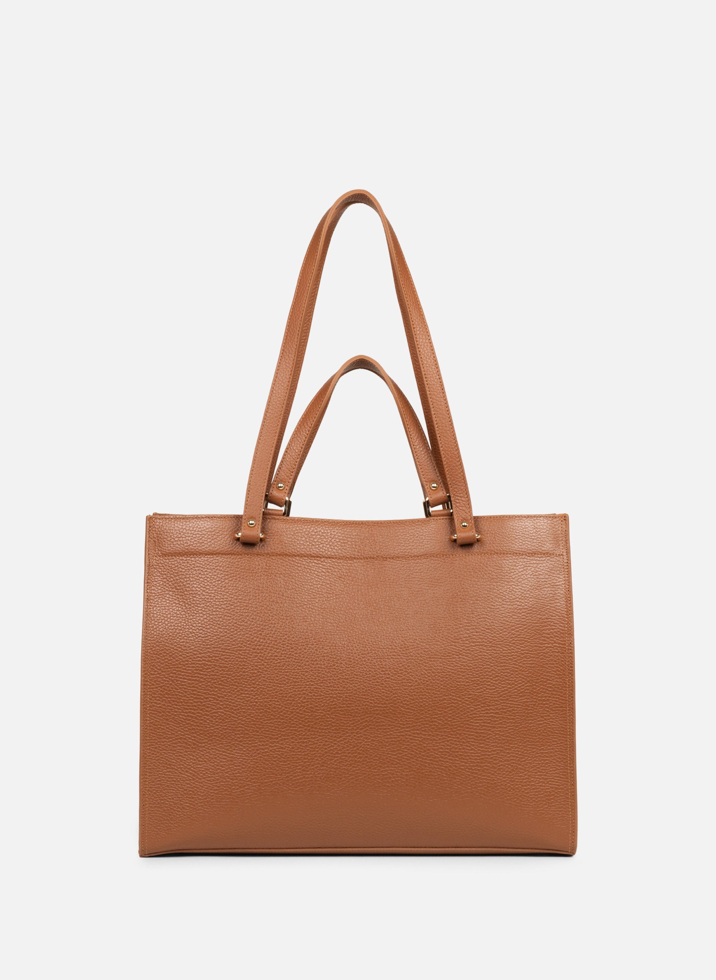 Très grand sac cabas épaule - foulonné double daily Marron