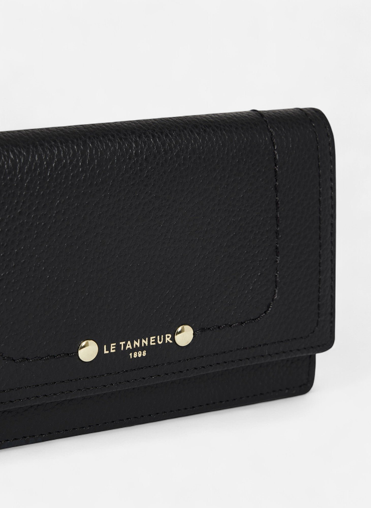 Porte cartes à rabat ella en cuir grainé LE TANNEUR Noir