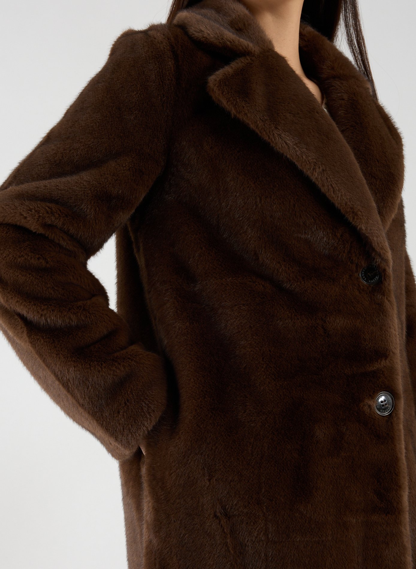 Long faux fur coat LAUREN Brown