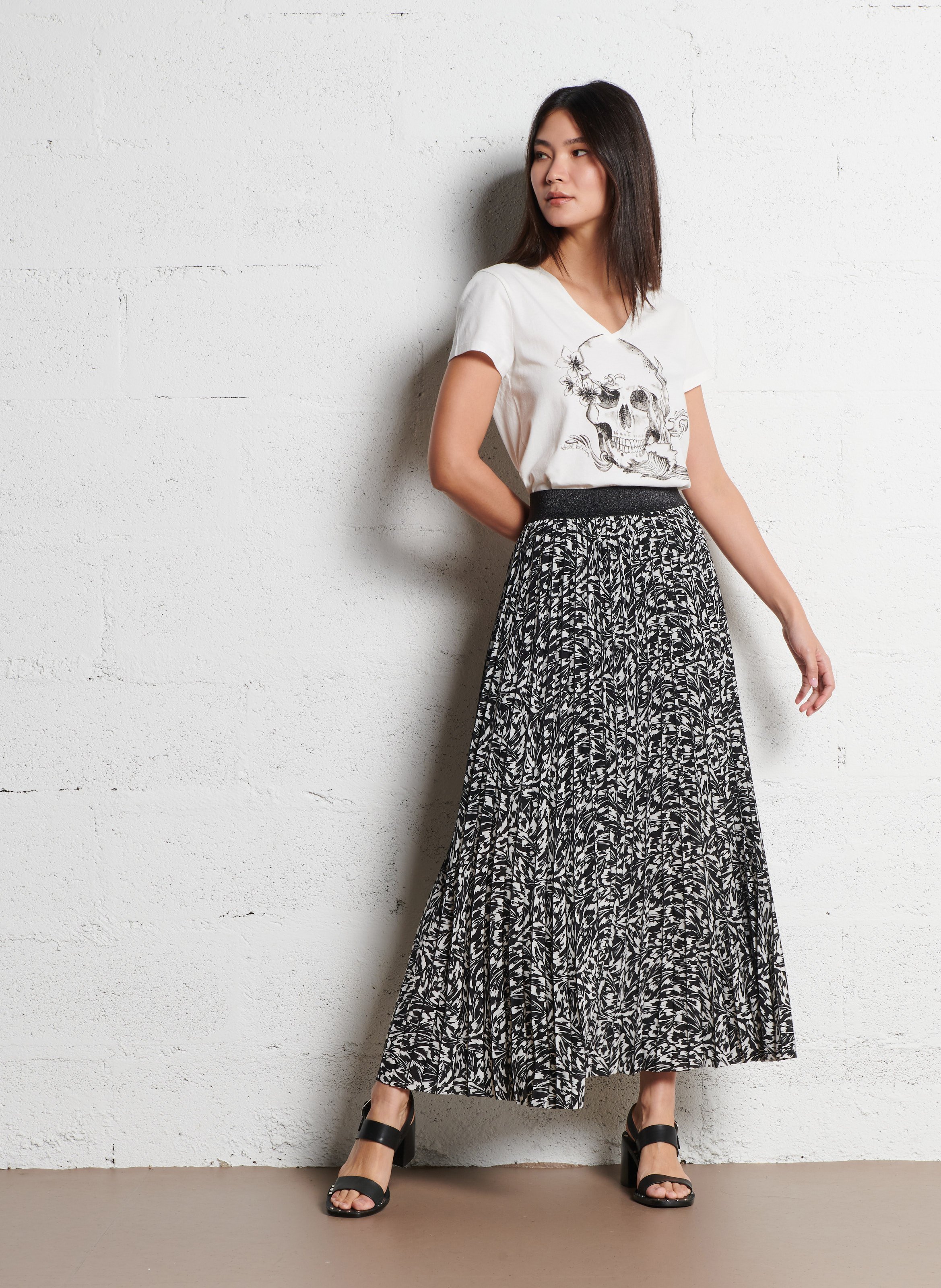 Tee-shirt droit en coton imprimé IKKS Blanc