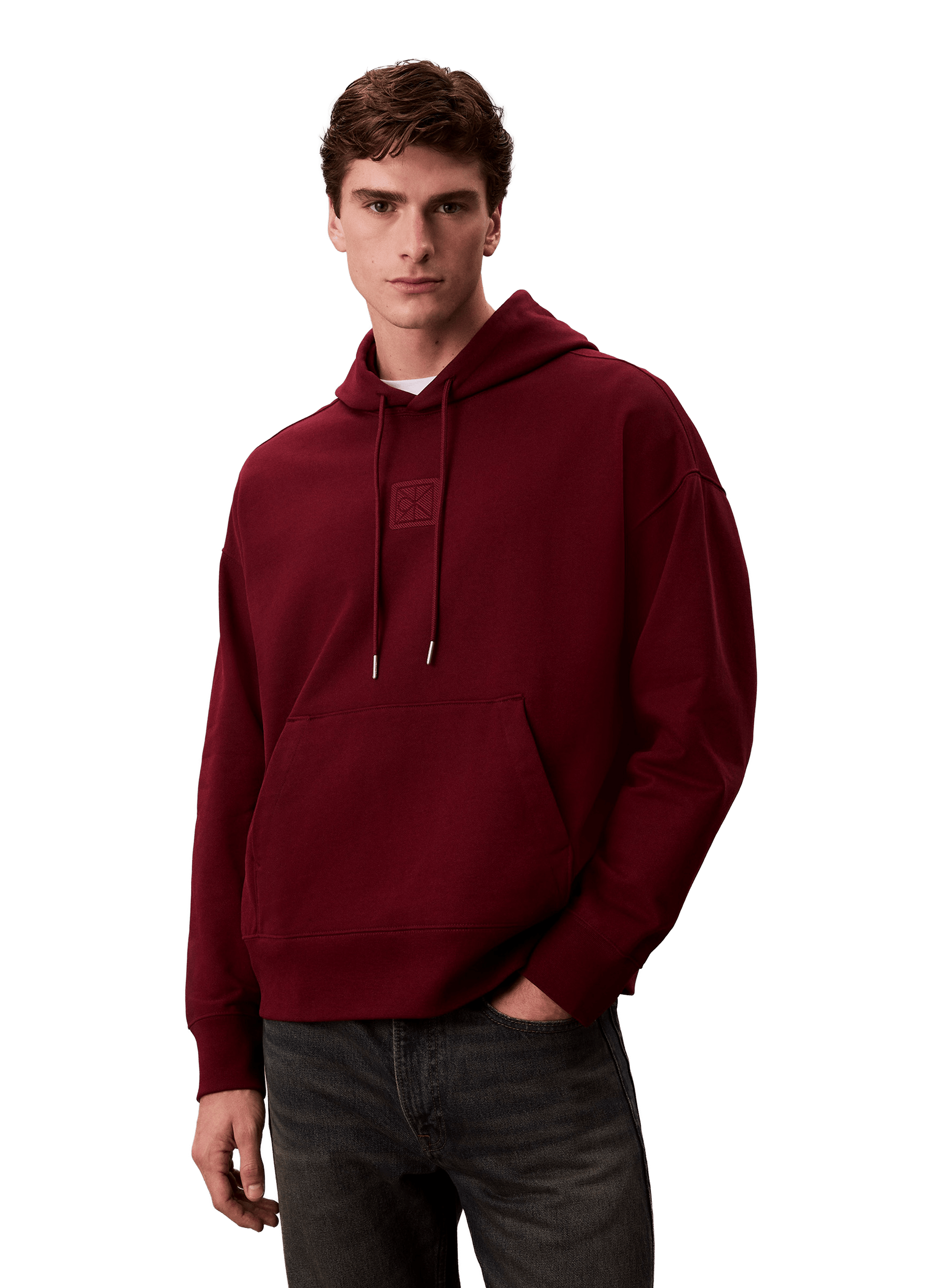Hoodie en coton mélangé CALVIN KLEIN Rouge