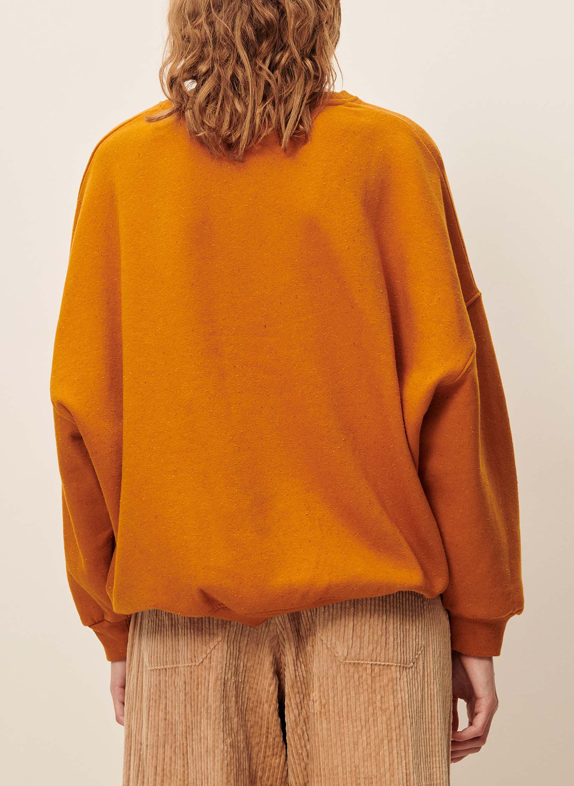 Sweat ample col rond en coton mélangé chebbi SESSUN Orange