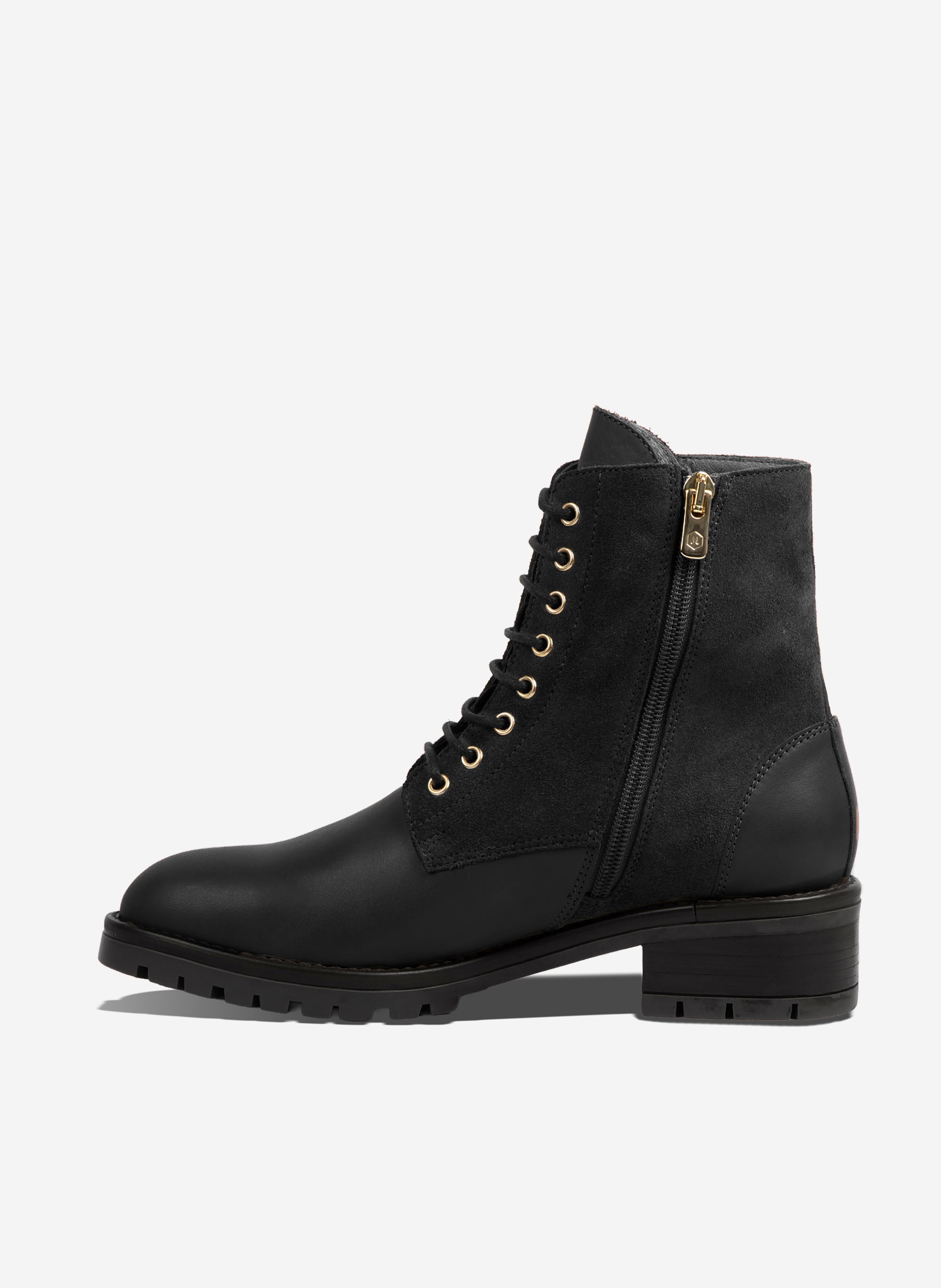 Bottines à lacet romy cuir daim et cuir lisse noir JULES & JENN Noir