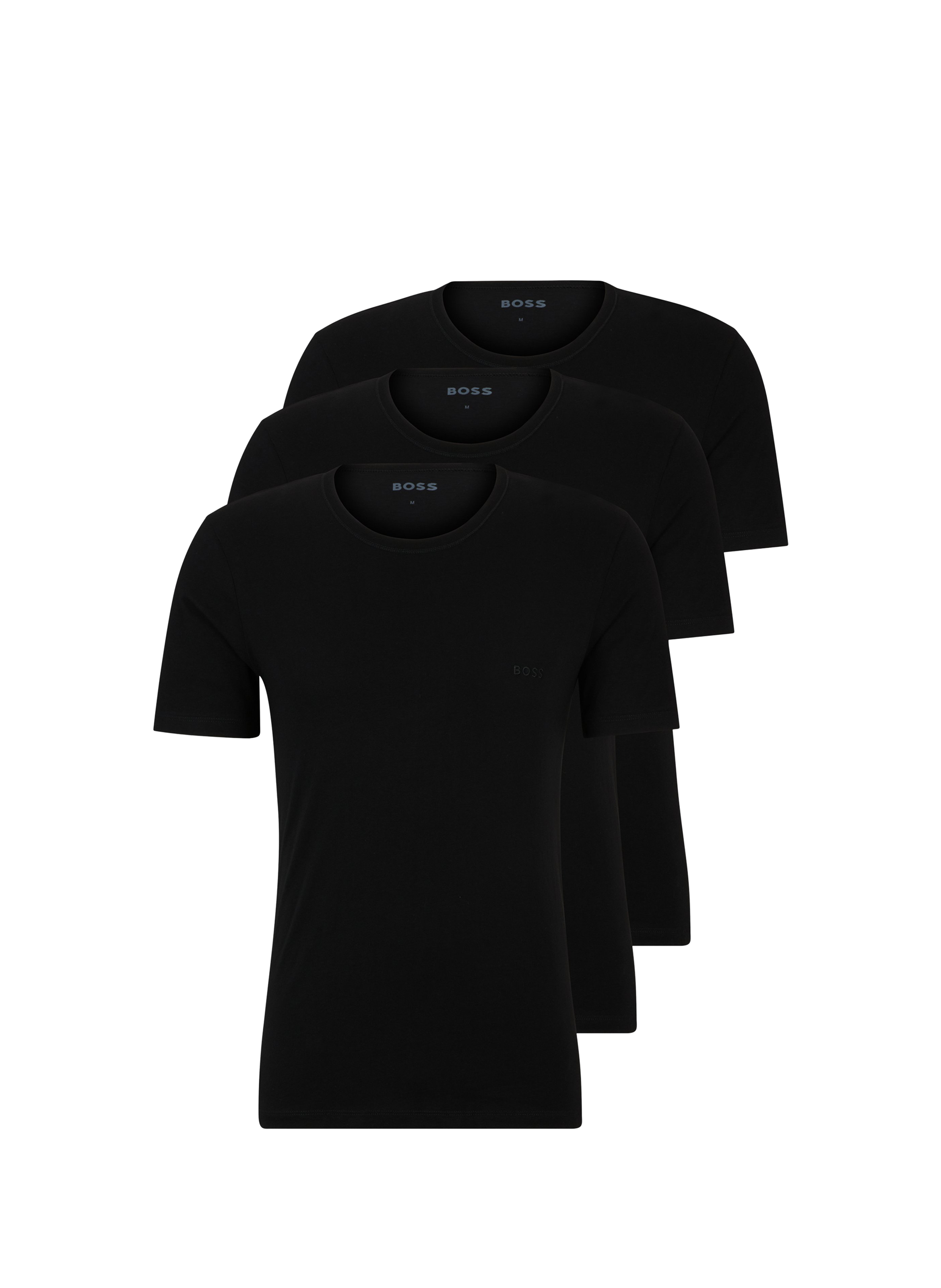 Lot de 3 tee-shirt col rond en coton BOSS Noir
