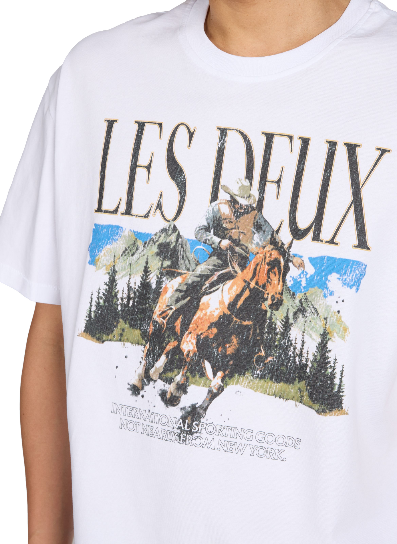 T-shirt imprimé à col rond en coton LES DEUX Blanc
