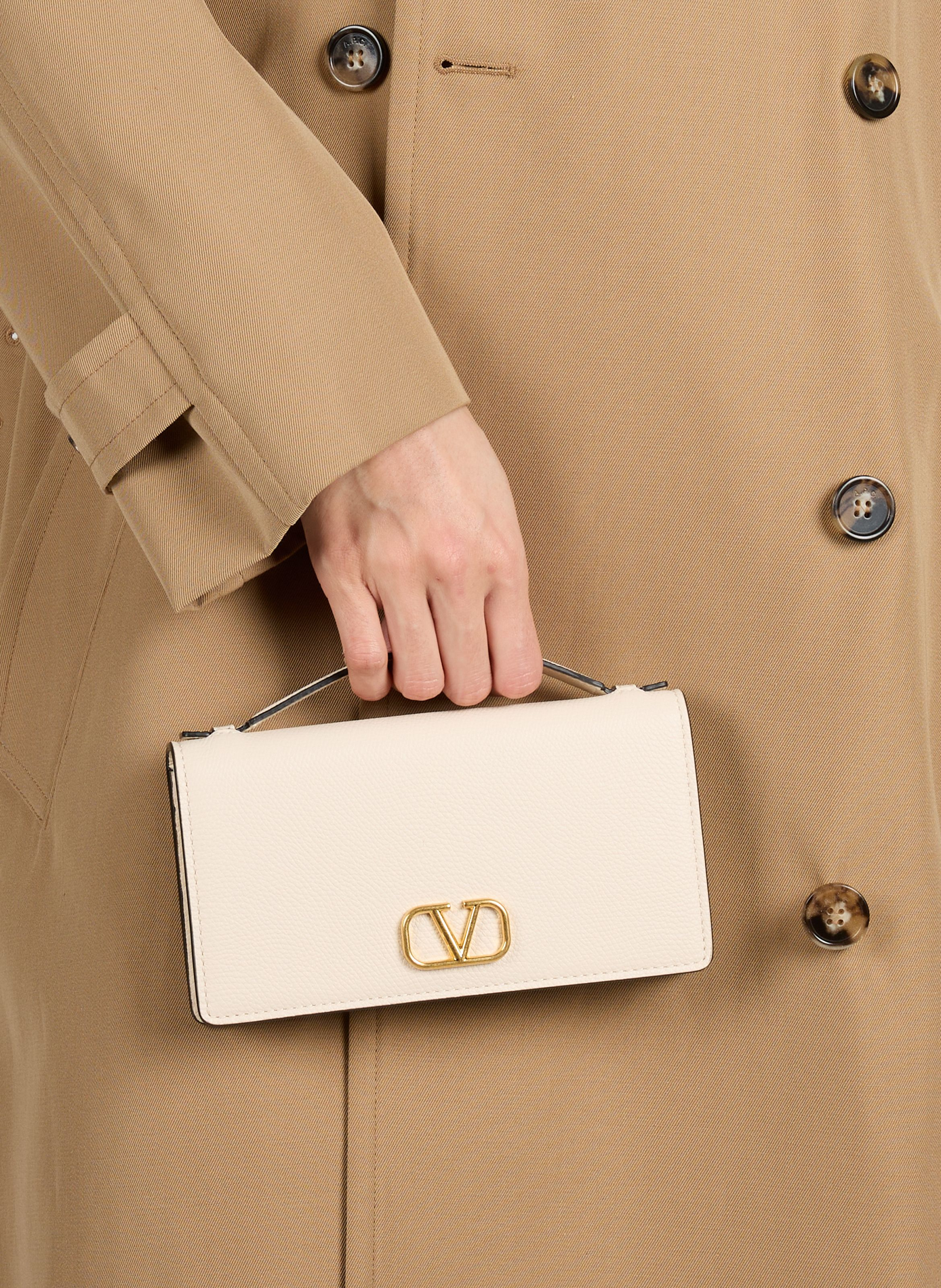 Pochette en cuir grainé VALENTINO Blanc