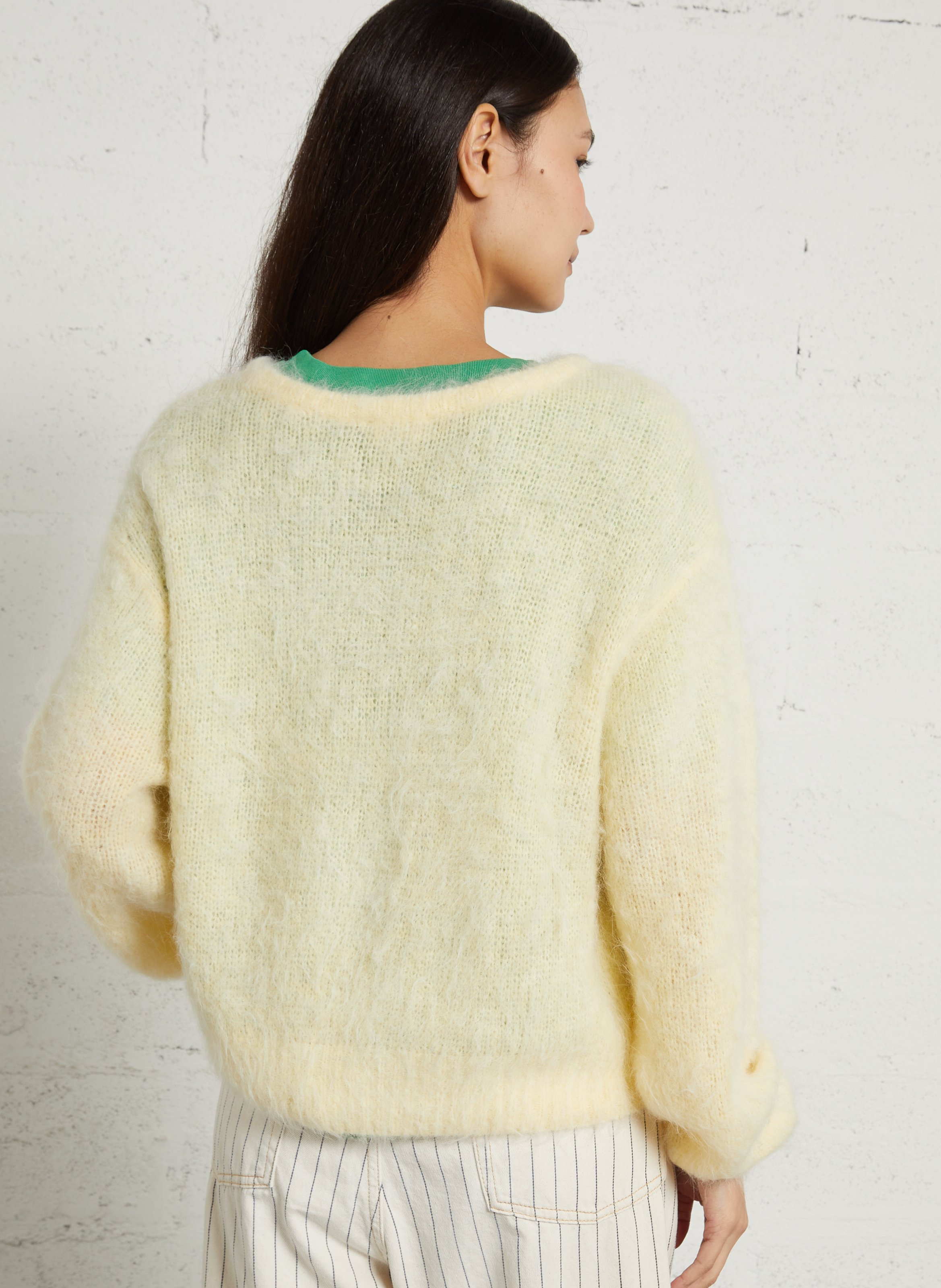 Pull oversize col rond en laine mélangée niby AMERICAN VINTAGE Jaune