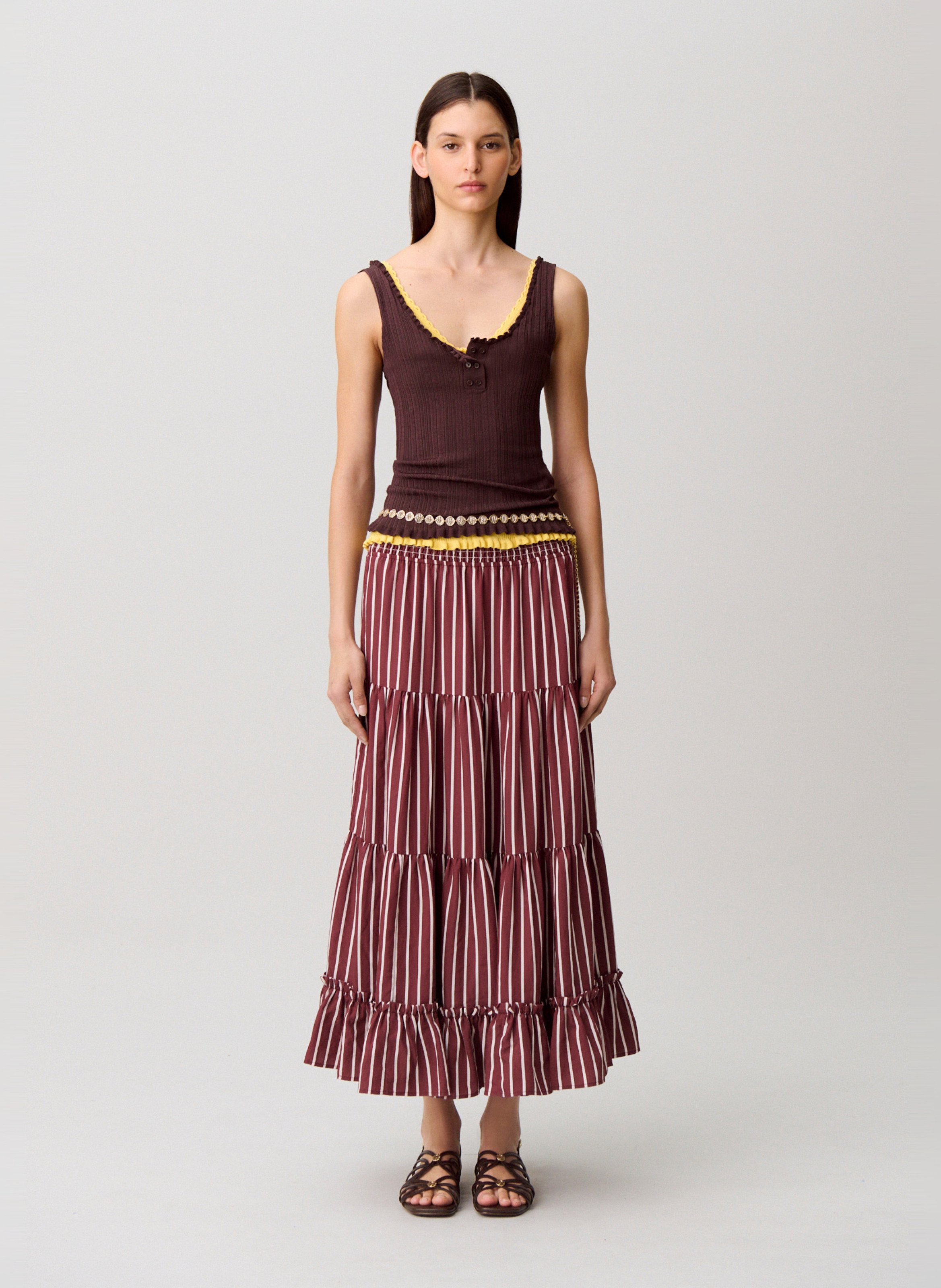 Jupe longue évasée à rayures CLAUDIE PIERLOT Multicolore