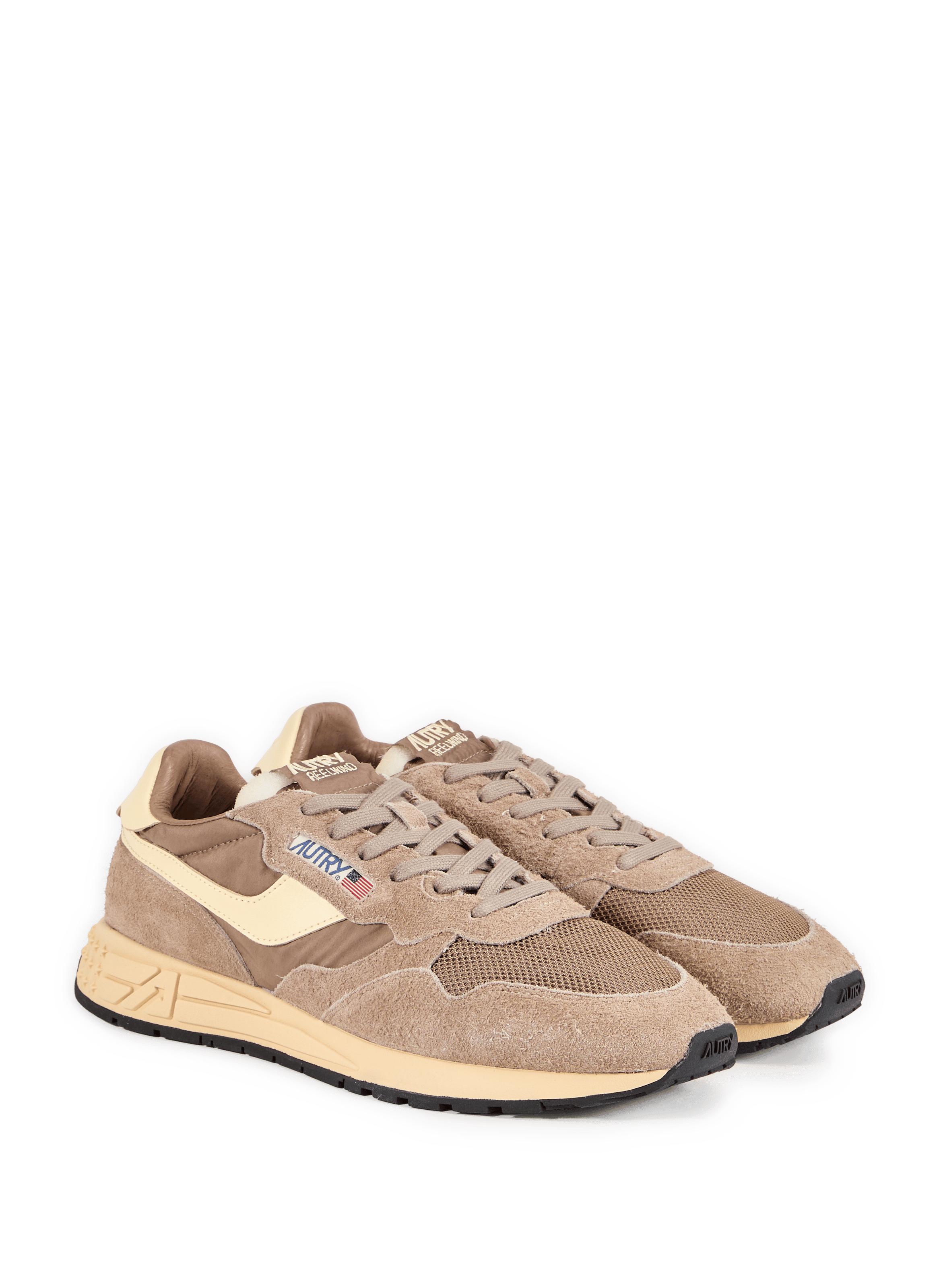 Baskets bi-matière crantées AUTRY Marron