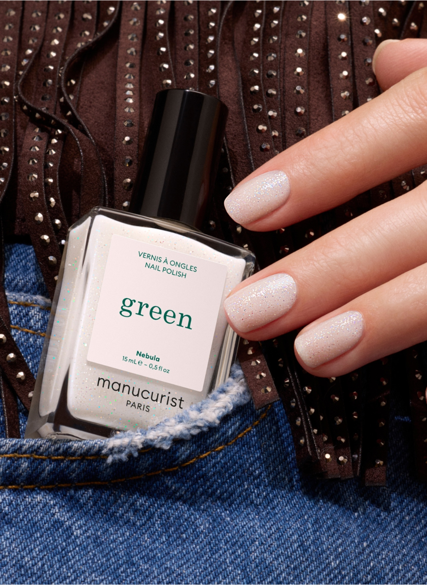 Green - Nebula MANUCURIST Blanc laiteux holographique