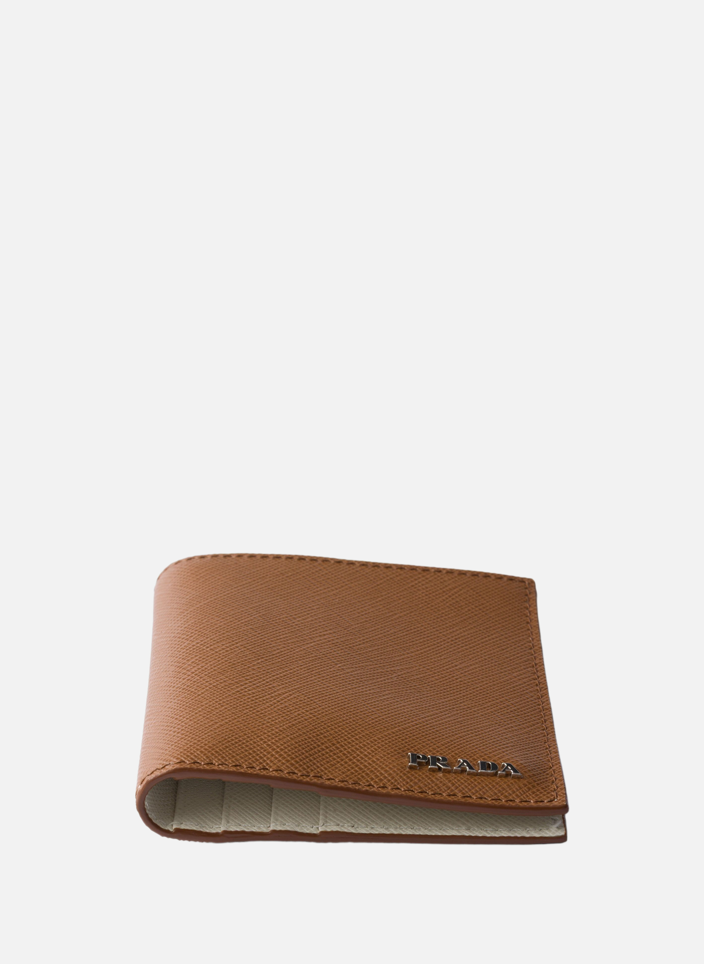 Portefeuille en cuir saffiano PRADA Marron