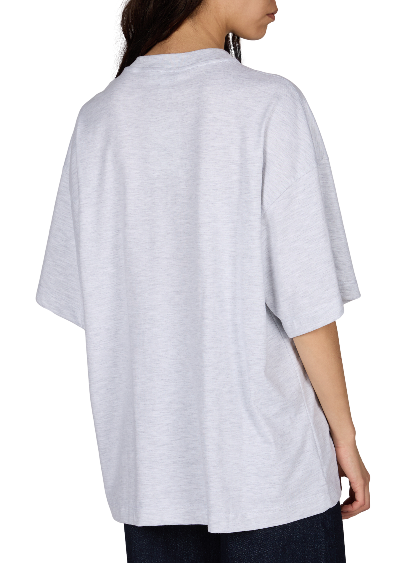 T-shirt ample à col rond en coton TOPSHOP Gris