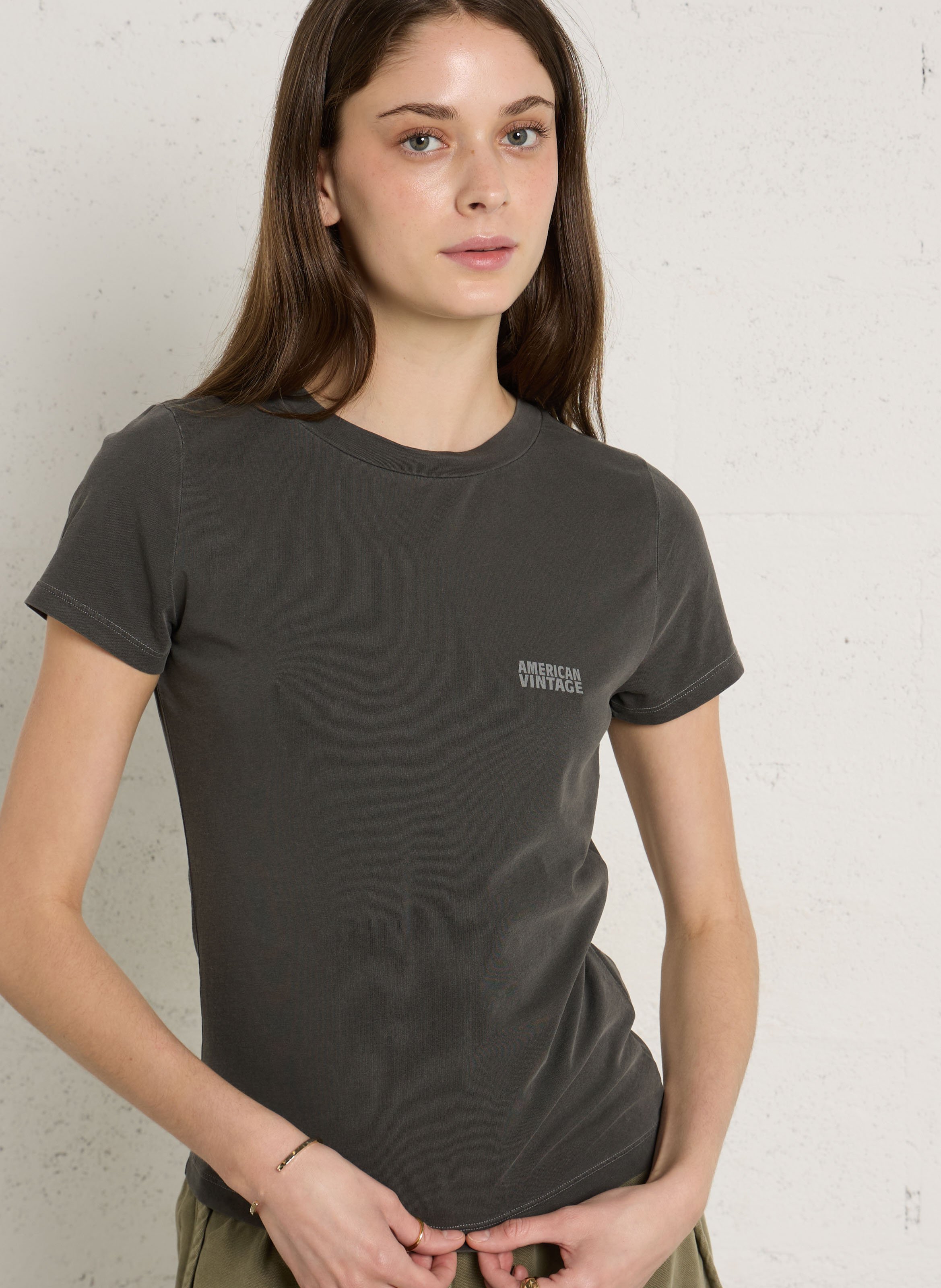 T-shirt ajusté en coton mélangé pymaz AMERICAN VINTAGE Noir