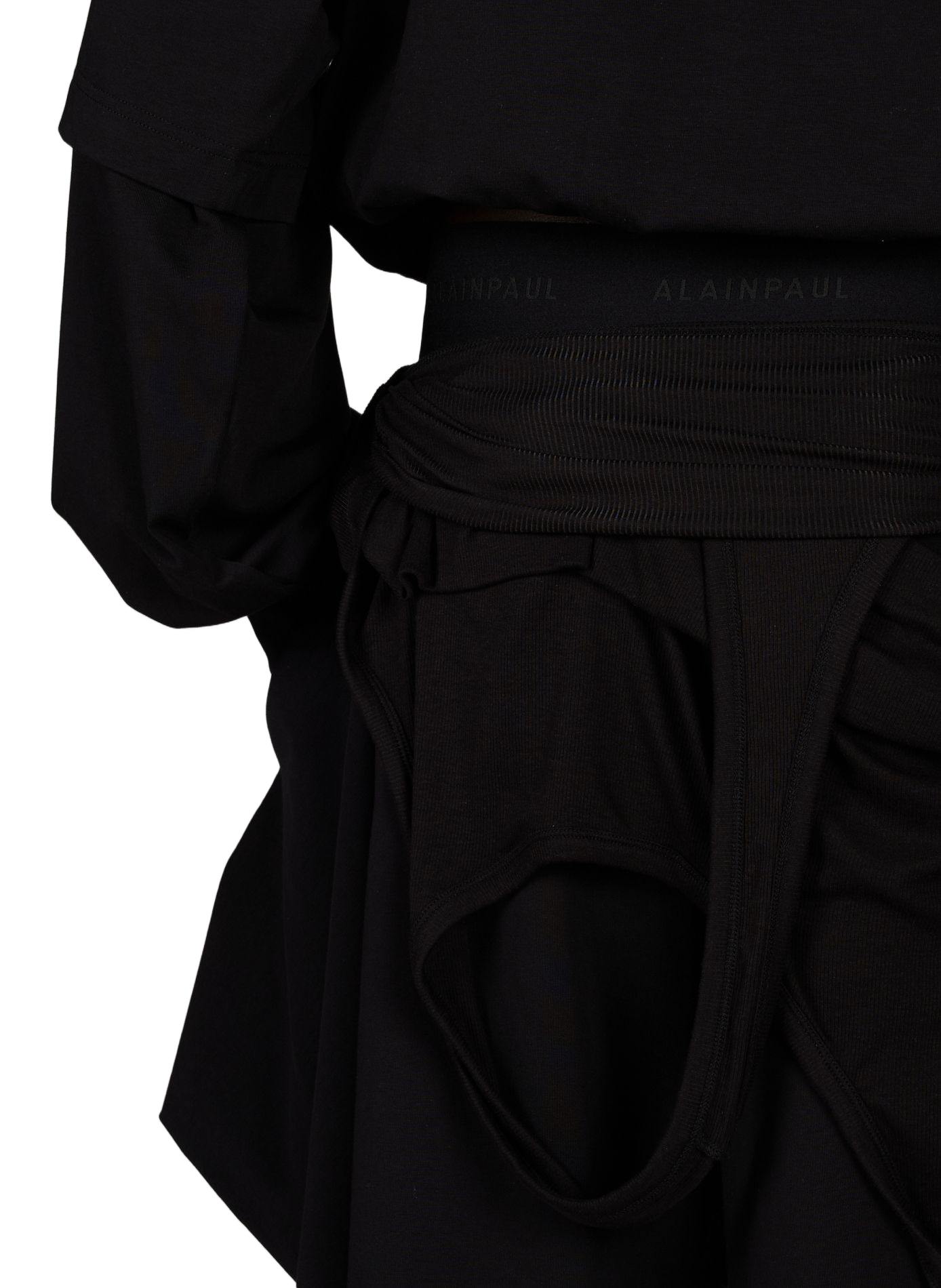Short à empiècements superposés en coton mélangé  ALAINPAUL Noir