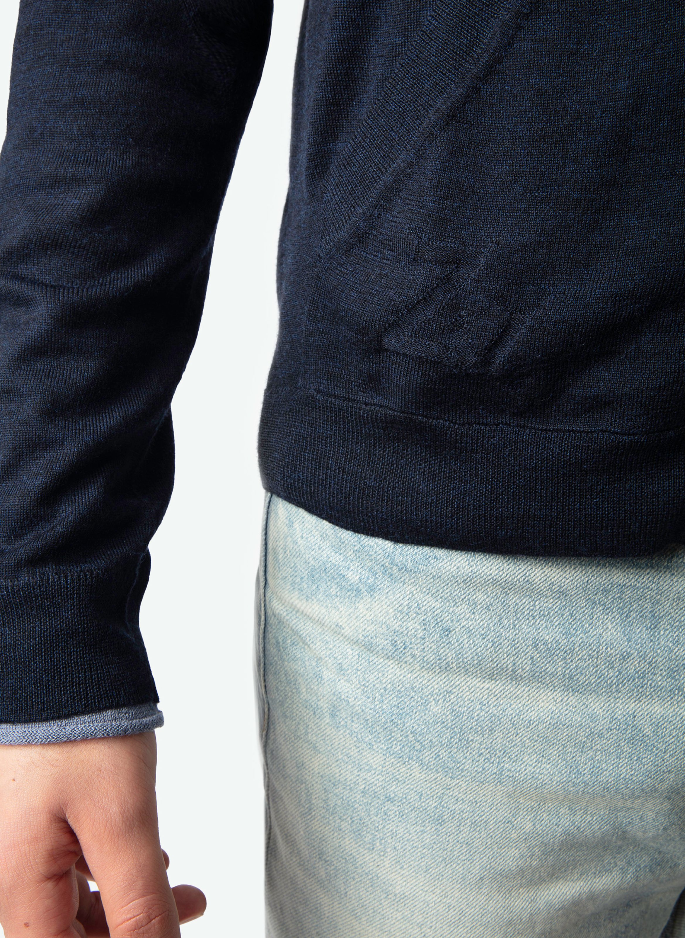Gilet à capuche zippé en laine mérinos clash ZADIG&VOLTAIRE Bleu