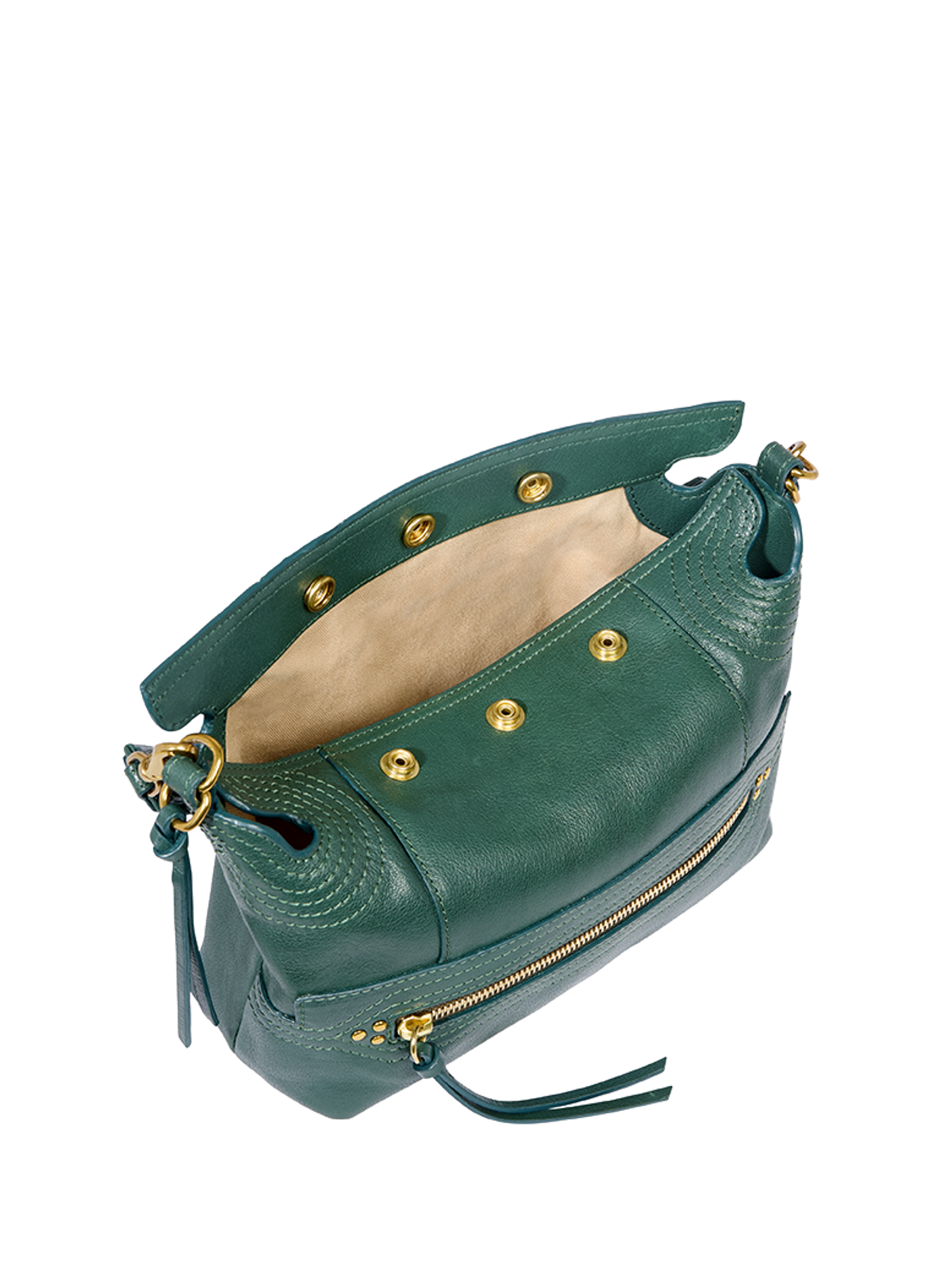 Sac Lucky Hobo Small en cuir de buffle JÉRÔME DREYFUSS Vert