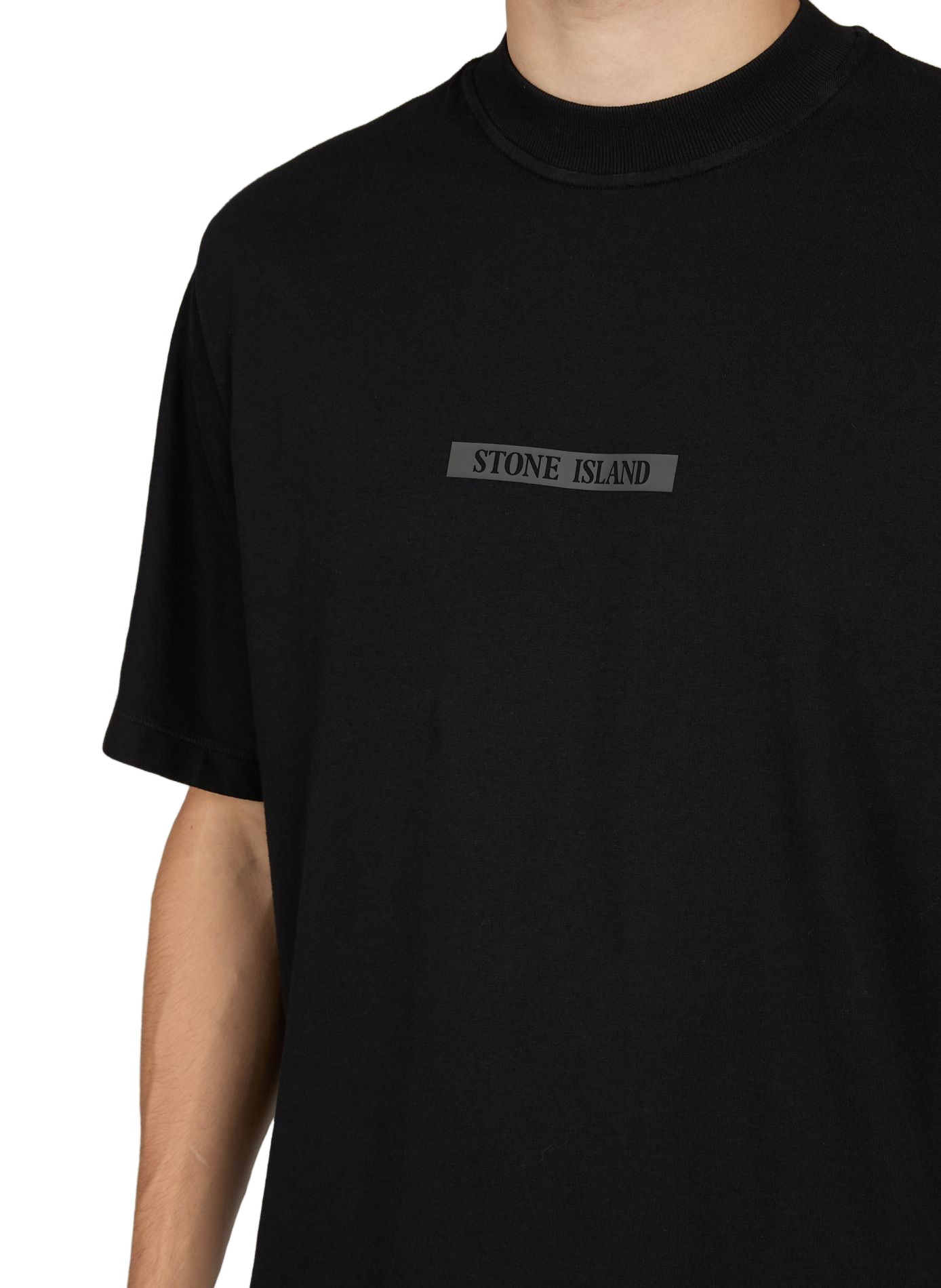 Gerader Baumwoll-T-Shirt STONE ISLAND Schwarz